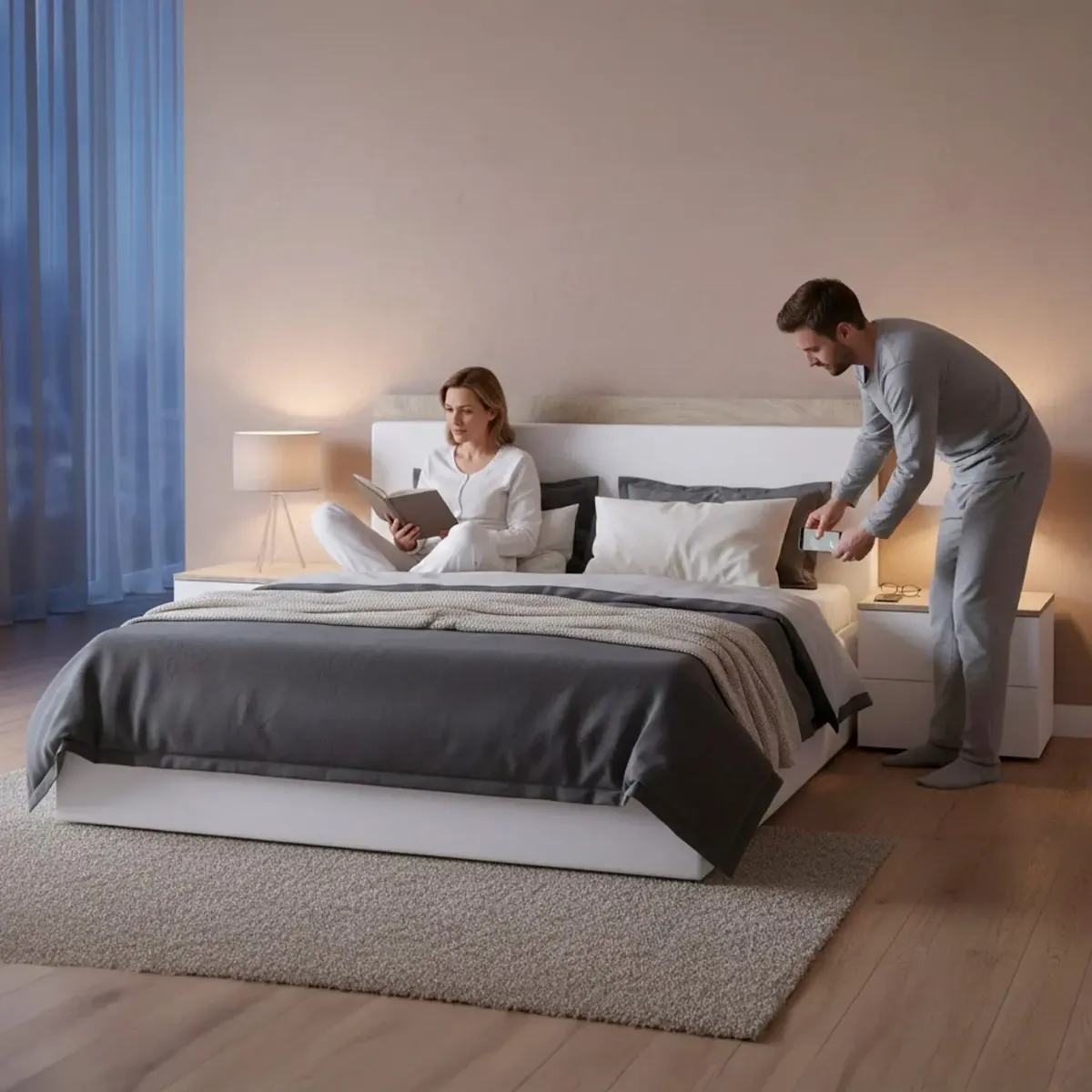 Set Camera da Letto con Testiera Matrimoniale da 176 Cm e 2 Comodini con Cassetti Testata Letto Arredo Moderno per Letti 135 150 160 Cm