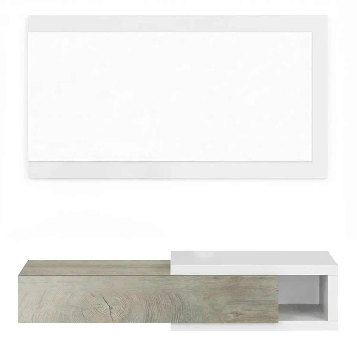 Mobile Maiorca Mobiletto da Ingresso Sospeso con Cassetto Mensola e Specchio Arredo Arredamento Sala 95 x 19 x 26 cm