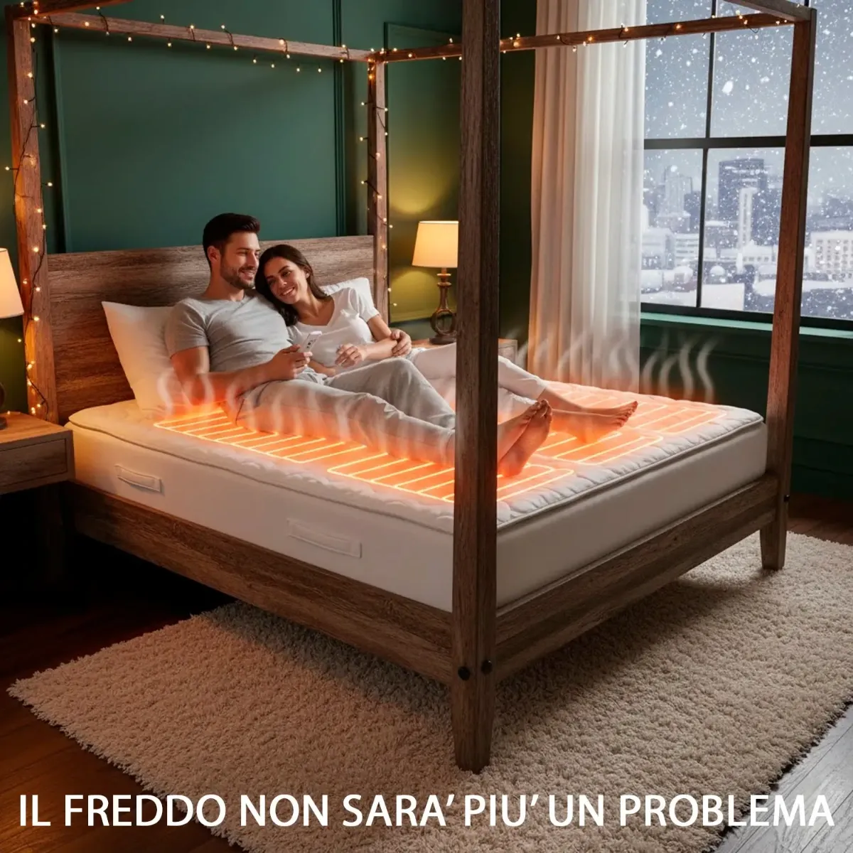 ScaldaLetto Elettrico Matrimoniale 160 x 140 Cm in Poliestere 100% Coperta Elettrica Riscaldante con 2 Telecomandi indipendenti 3 Livelli di Temperatura Timer Sistema Anti Surriscaldamento