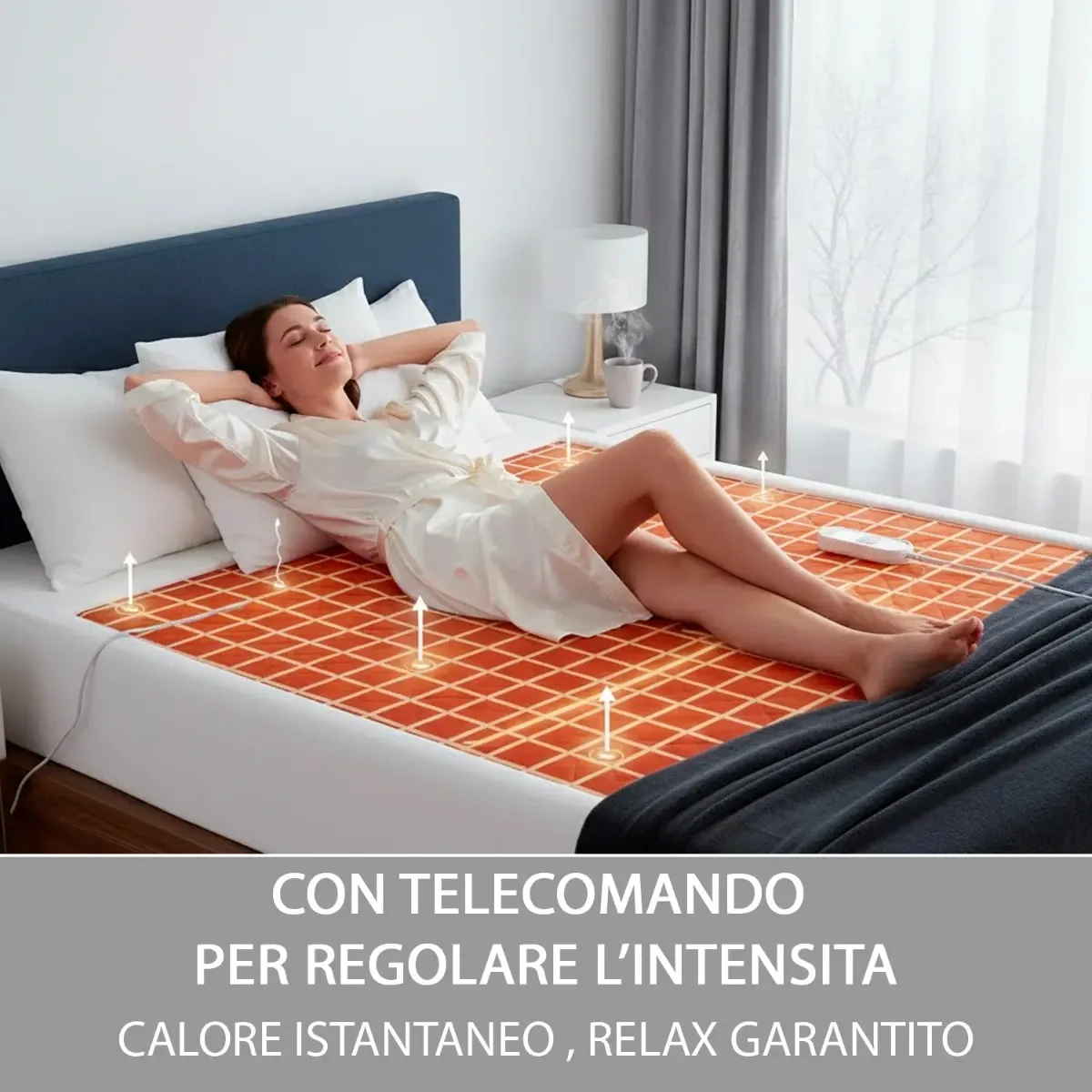 ScaldaLetto Elettrico Matrimoniale 203 x 165 Cm Cotone e Poliestere Impermeabile 3 Livelli di Temperatura 2 controller indipendenti Spegnimento Automatico Anti Surriscaldamento Fascia Elastica
