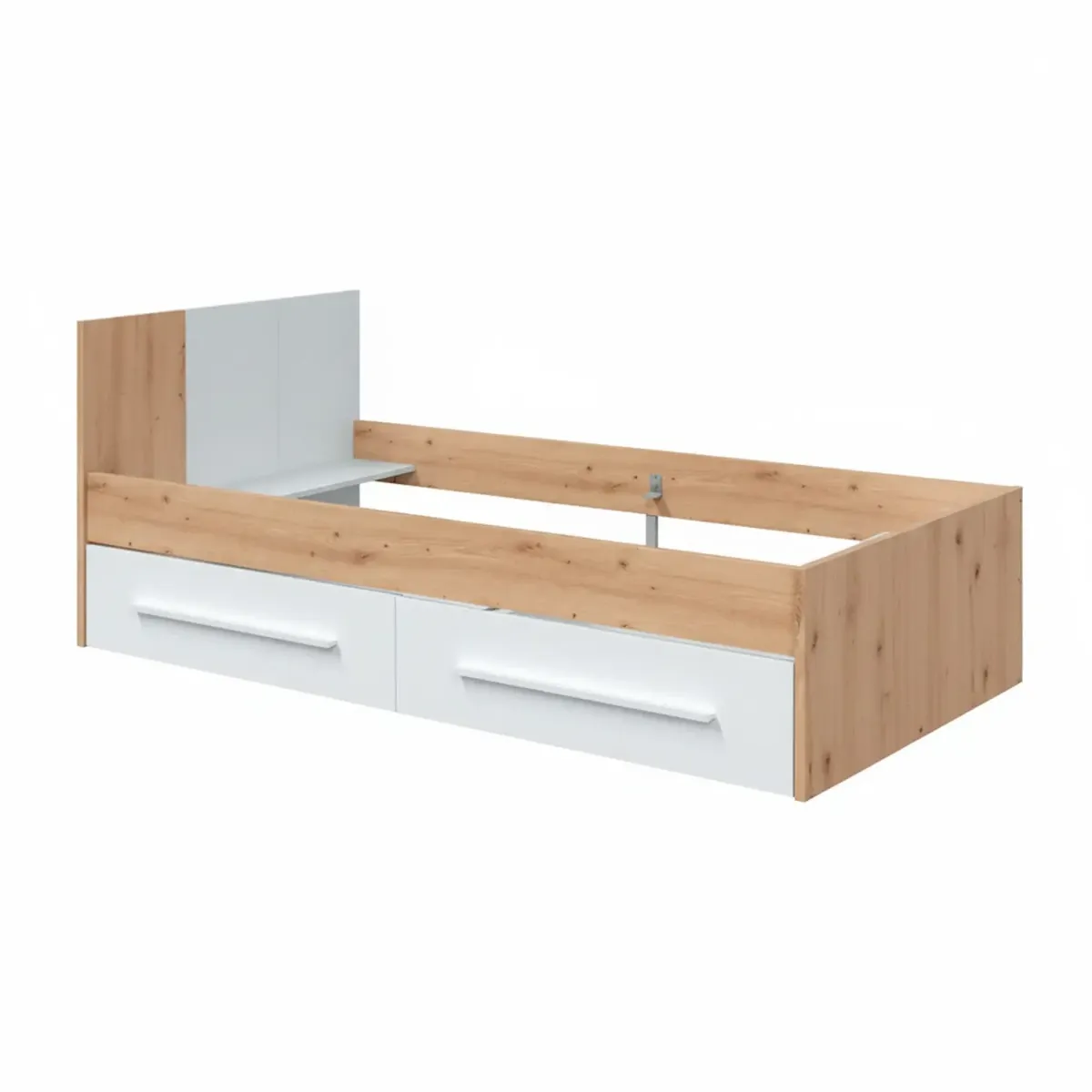 Letto Singolo per Ragazzi con 2 Cassetti e Testiera Letto con Scomparti per Materasso 190 x 90 Cm Bambini Salvaspazio Design Moderno 196 x 97 x 77 cm