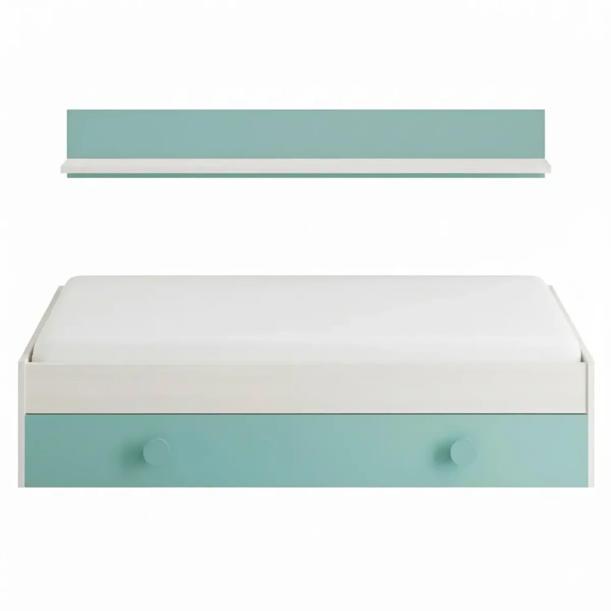 Letto Singolo a Scomparsa per Ragazzi con Letto Estraibile e Mensola a Muro Salvaspazio per Cameretta Camera da Letto Design Moderno Salvaspazio 201 x 43 x 98 Cm