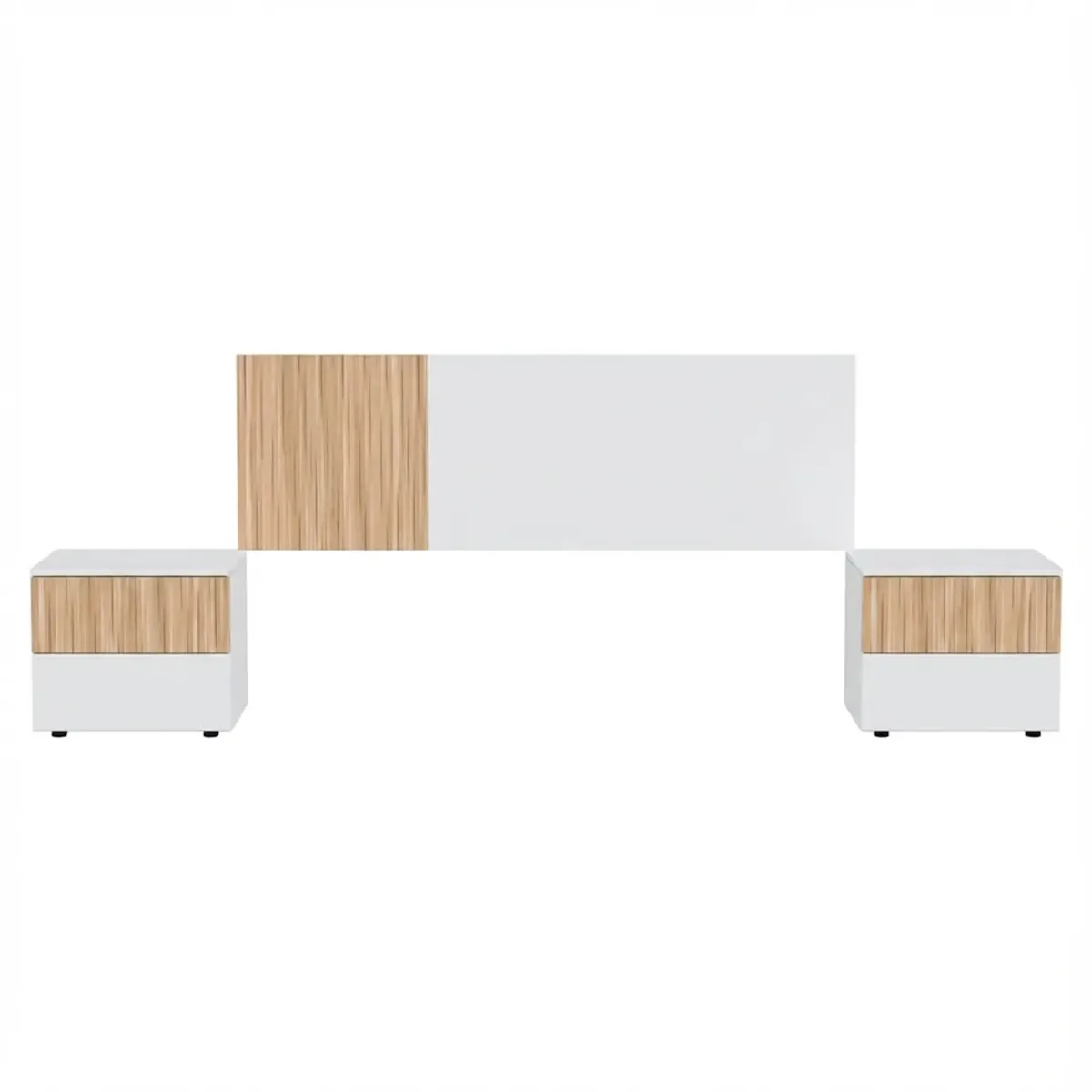 Testiera Letto Matrimoniale da 160 Cm con 2 Comodini a 2 Cassetti Set Camera da Letto Moderno con Fissaggio a Parete Design Moderno Scandinavo