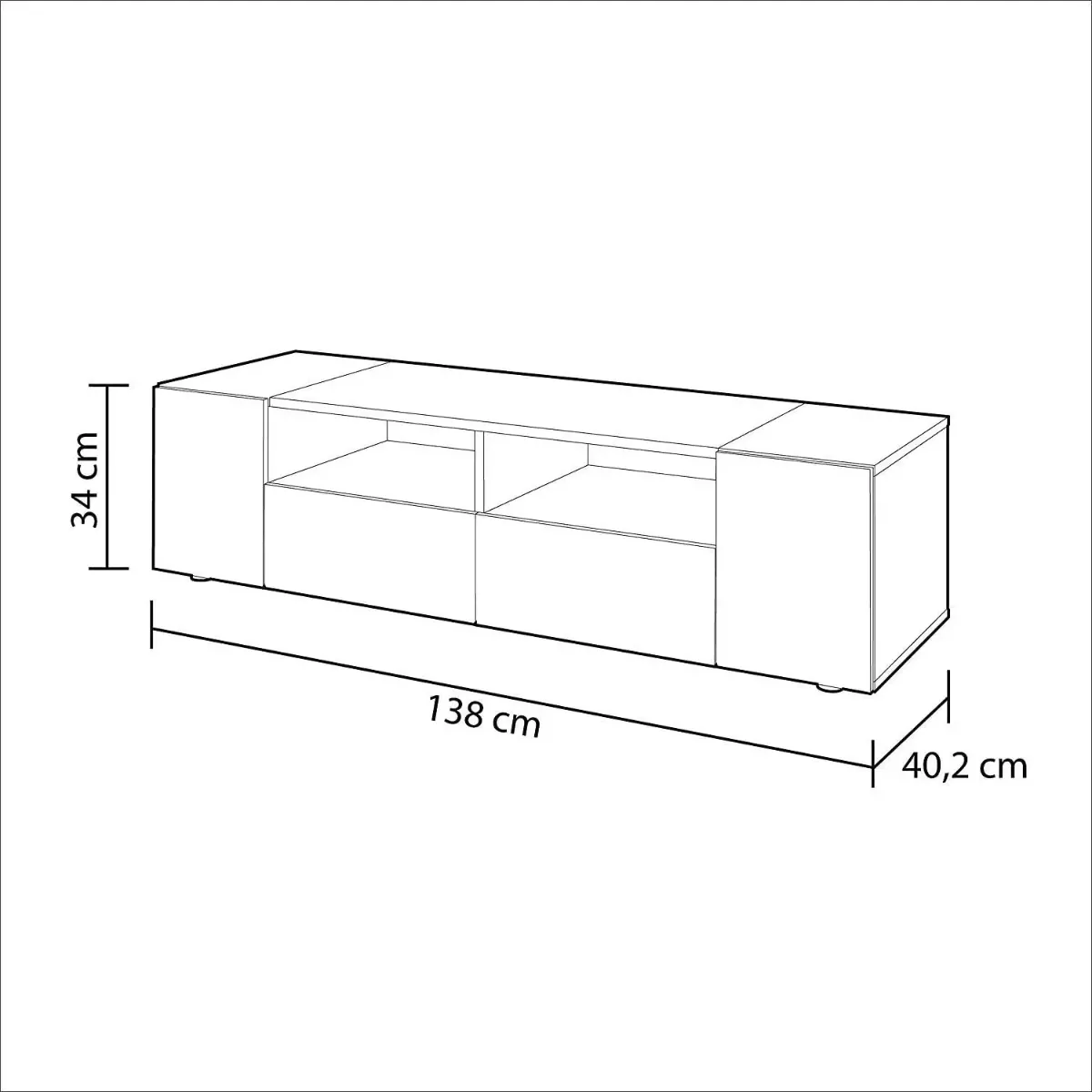 Mobile Porta TV Moderno con Ante e Vani a Giorno Parete Attrezzata Salvaspazio per Soggiorno Salotto Cameretta Camera Design Moderno Elegante 138 x 40.2 x 34 Cm