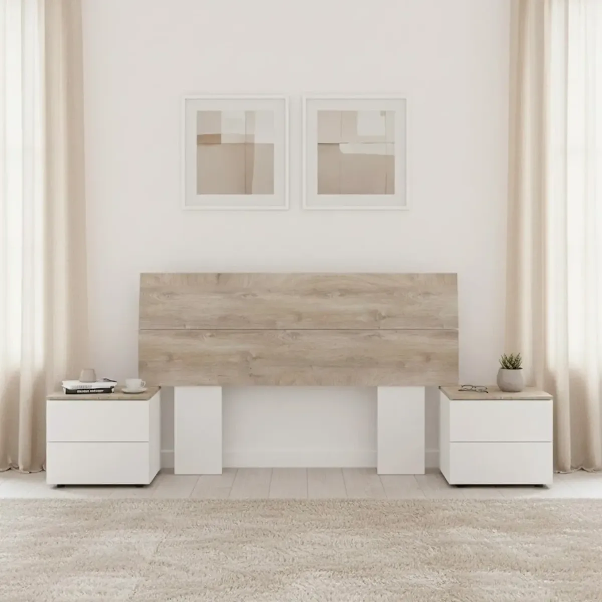 Set Camera da Letto con Testiera Matrimoniale da 176 Cm e 2 Comodini con Cassetti Testata Letto Arredo Moderno per Letti 135 150 160 Cm