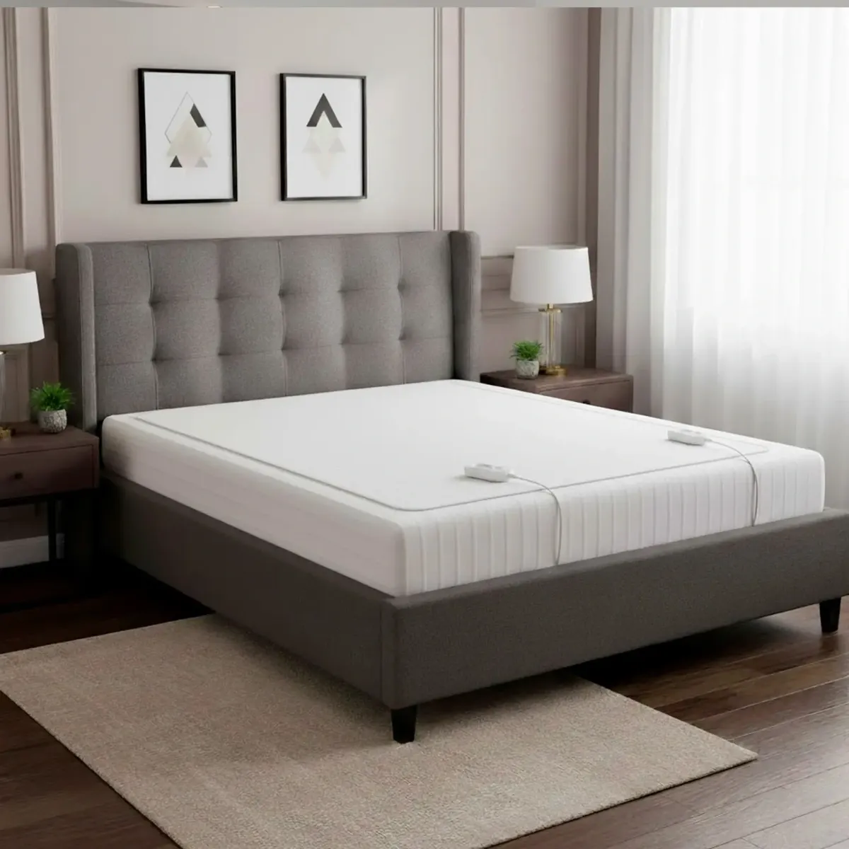 ScaldaLetto Elettrico Matrimoniale 160 x 140 Cm in Poliestere 100% Coperta Elettrica Riscaldante con 2 Telecomandi indipendenti 3 Livelli di Temperatura Timer Sistema Anti Surriscaldamento