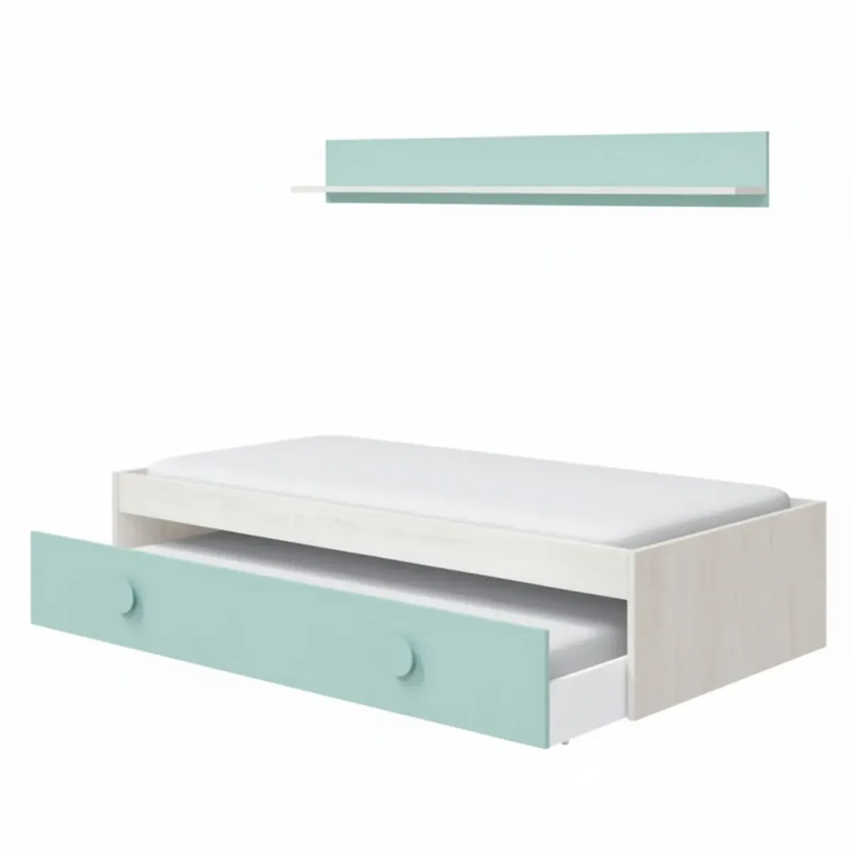 Letto Singolo a Scomparsa per Ragazzi con Letto Estraibile e Mensola a Muro Salvaspazio per Cameretta Camera da Letto Design Moderno Salvaspazio 201 x 43 x 98 Cm