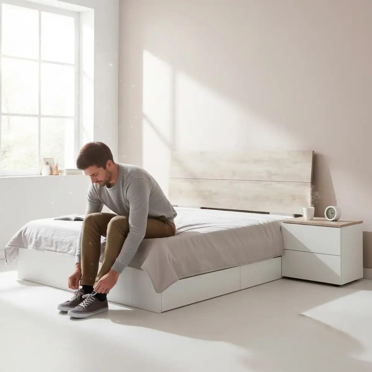 Set Camera da Letto con Testiera Matrimoniale da 176 Cm e 2 Comodini con Cassetti Testata Letto Arredo Moderno per Letti 135 150 160 Cm
