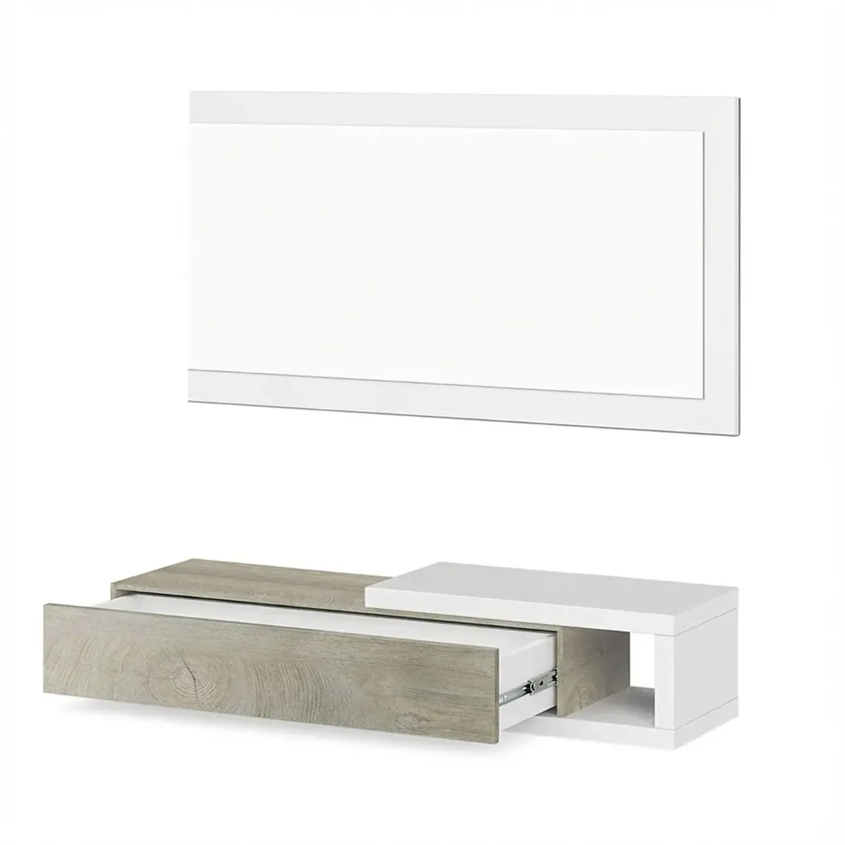 Mobile Maiorca Mobiletto da Ingresso Sospeso con Cassetto Mensola e Specchio Arredo Arredamento Sala 95 x 19 x 26 cm
