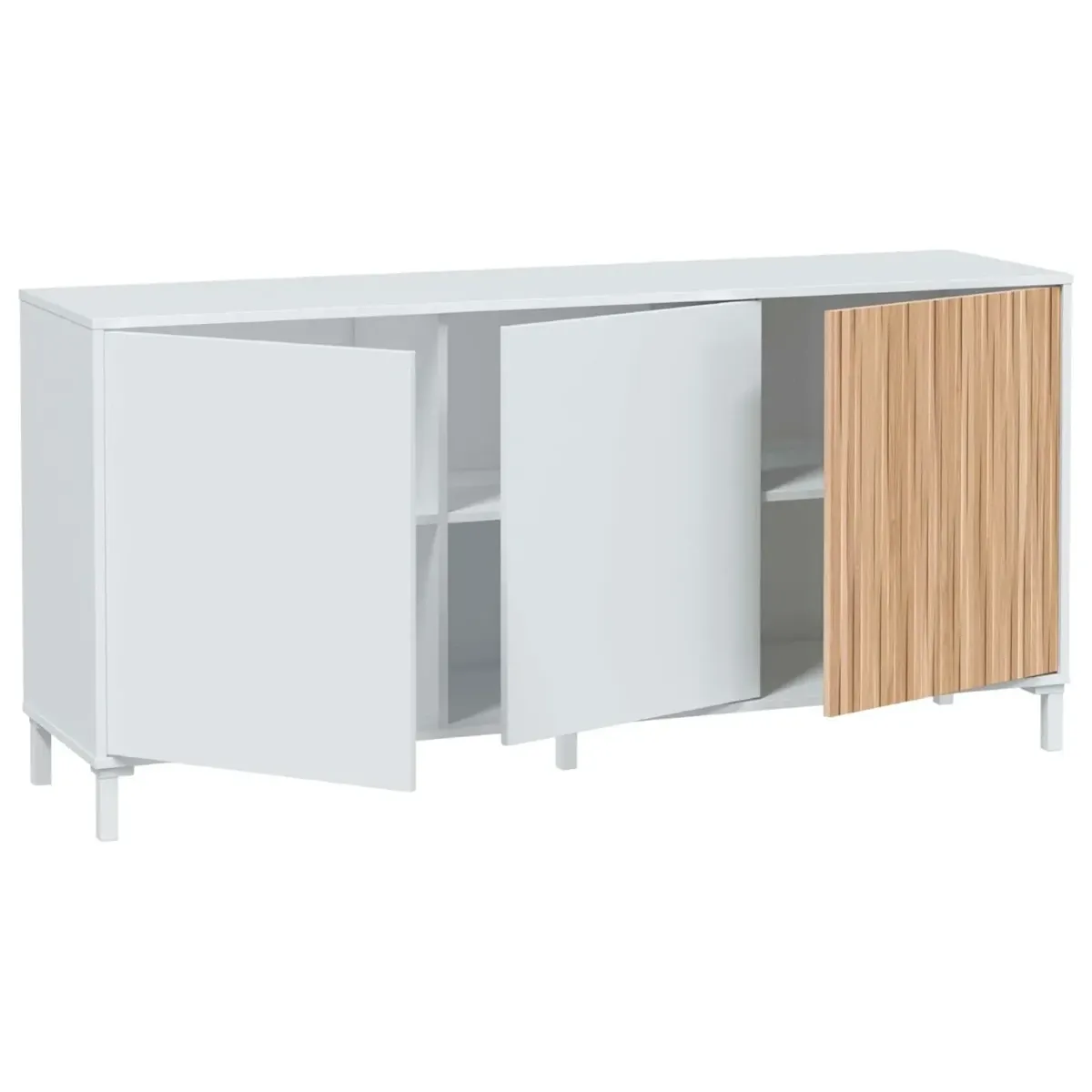 Credenza a 3 Ante con Push To Open Madia Moderna con Ripiani interni Mobile Contenitore per Soggiorno Salotto Ingresso Corridoio 74 x 154 x 40 Cm