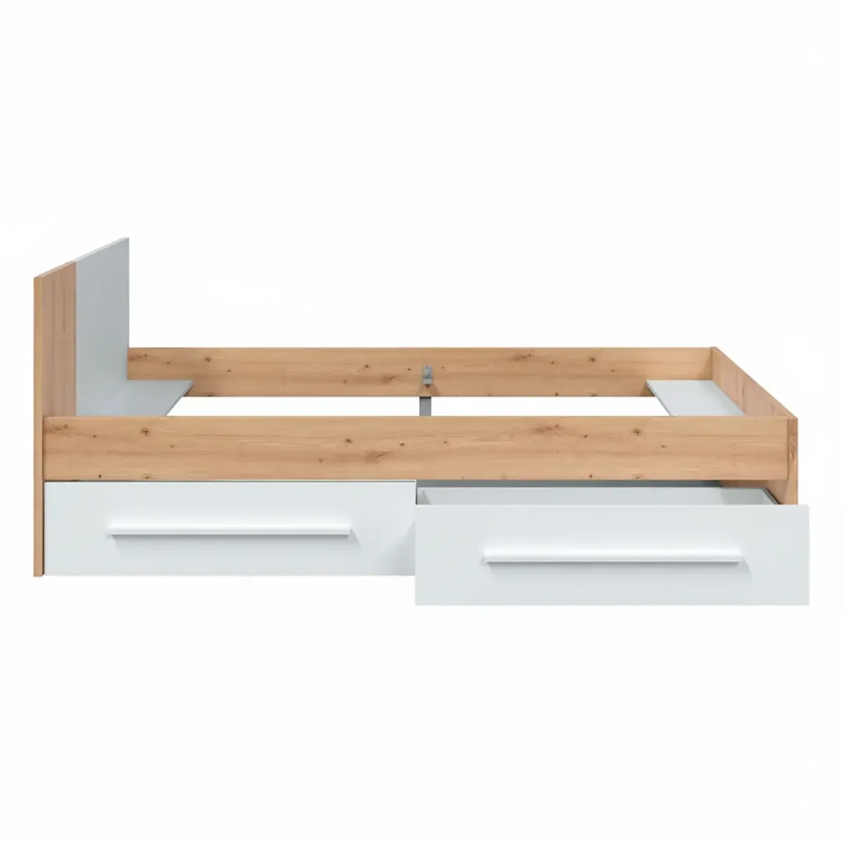 Letto Singolo per Ragazzi con 2 Cassetti e Testiera Letto con Scomparti per Materasso 190 x 90 Cm Bambini Salvaspazio Design Moderno 196 x 97 x 77 cm