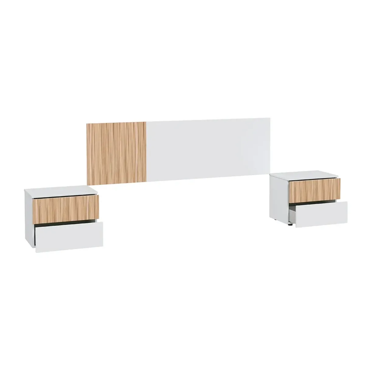 Testiera Letto Matrimoniale da 160 Cm con 2 Comodini a 2 Cassetti Set Camera da Letto Moderno con Fissaggio a Parete Design Moderno Scandinavo