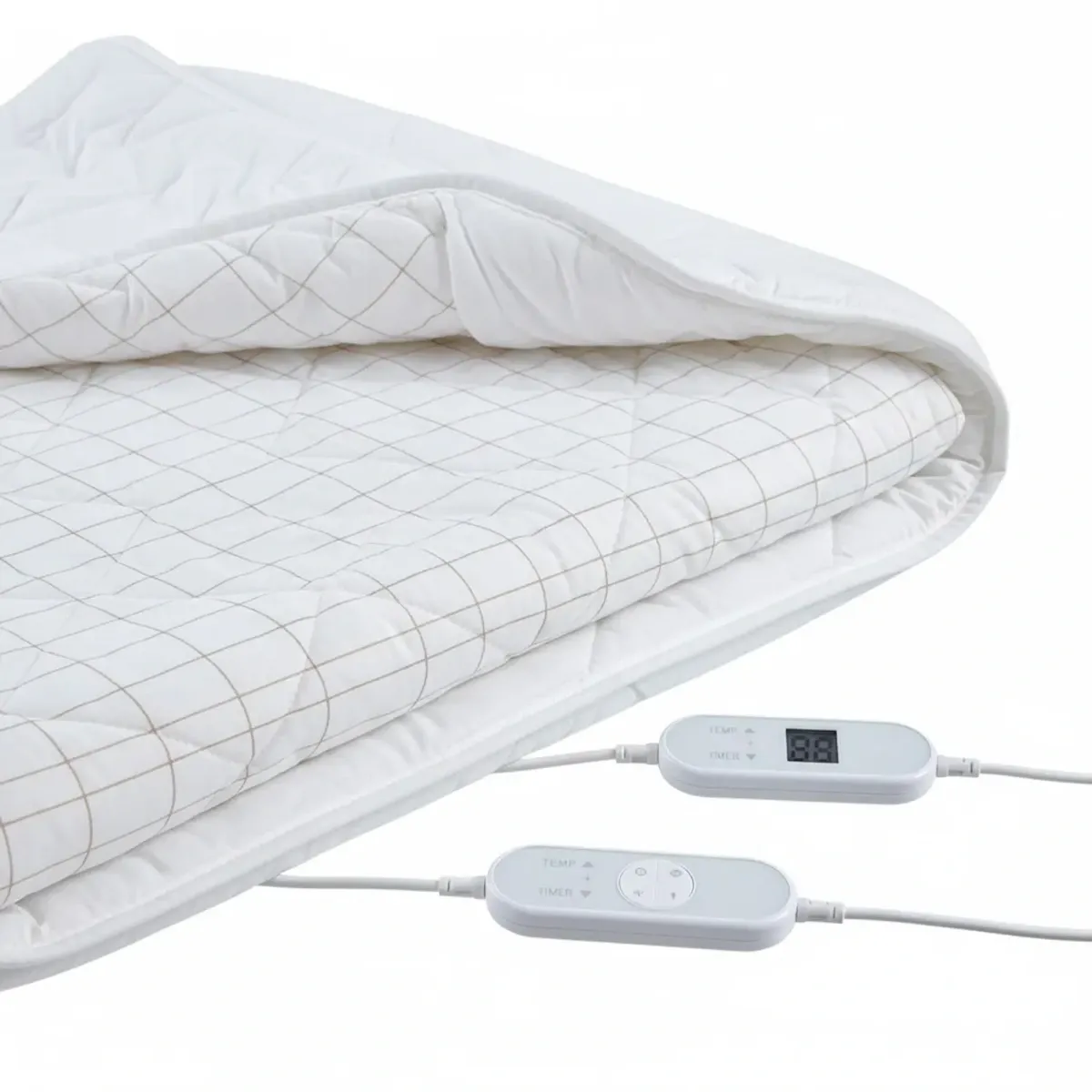 ScaldaLetto Elettrico Matrimoniale 203 x 165 Cm Cotone e Poliestere Impermeabile 3 Livelli di Temperatura 2 controller indipendenti Spegnimento Automatico Anti Surriscaldamento Fascia Elastica