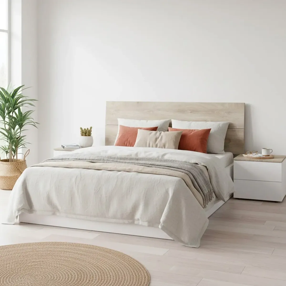 Set Camera da Letto con Testiera Matrimoniale da 176 Cm e 2 Comodini con Cassetti Testata Letto Arredo Moderno per Letti 135 150 160 Cm