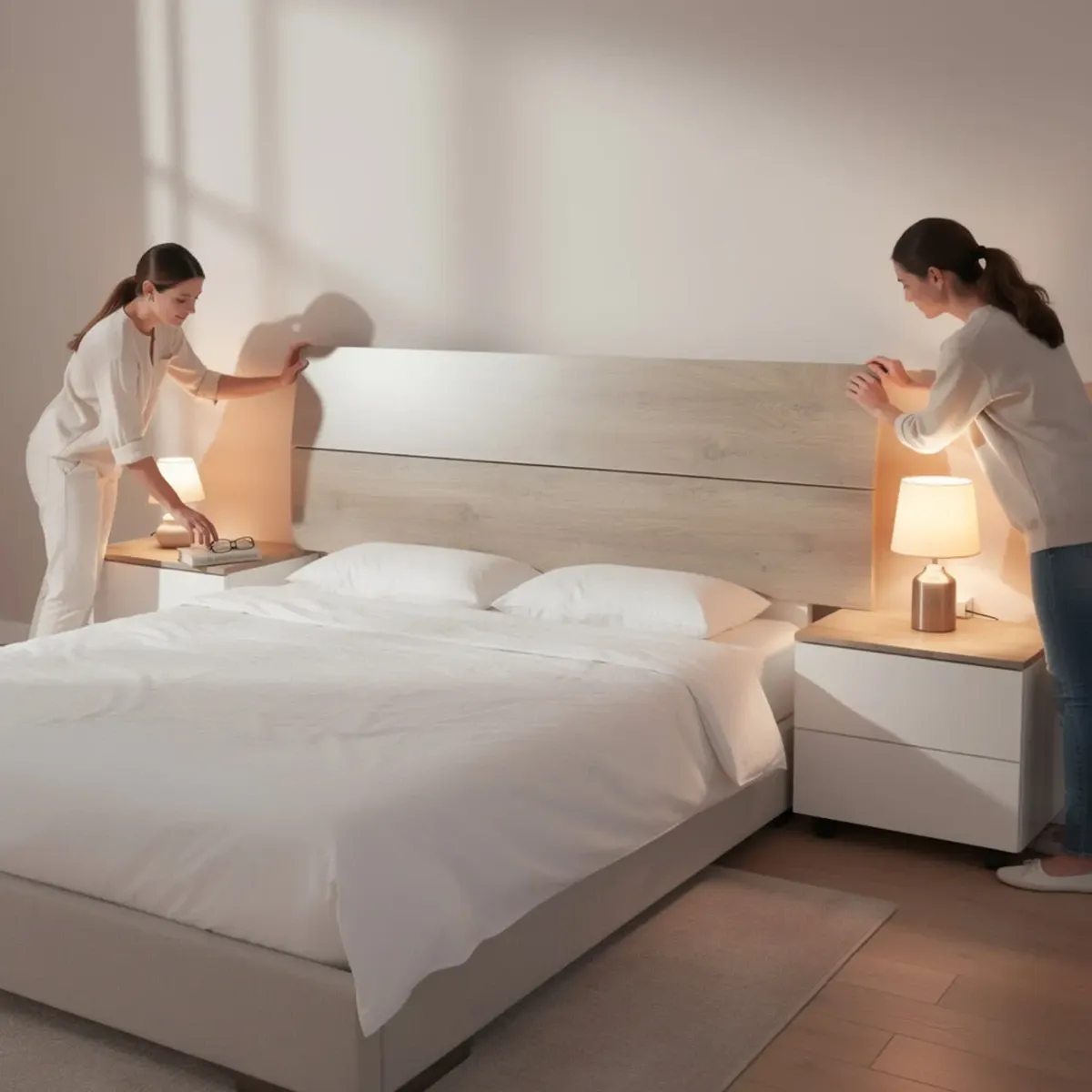 Set Camera da Letto con Testiera Matrimoniale da 176 Cm e 2 Comodini con Cassetti Testata Letto Arredo Moderno per Letti 135 150 160 Cm