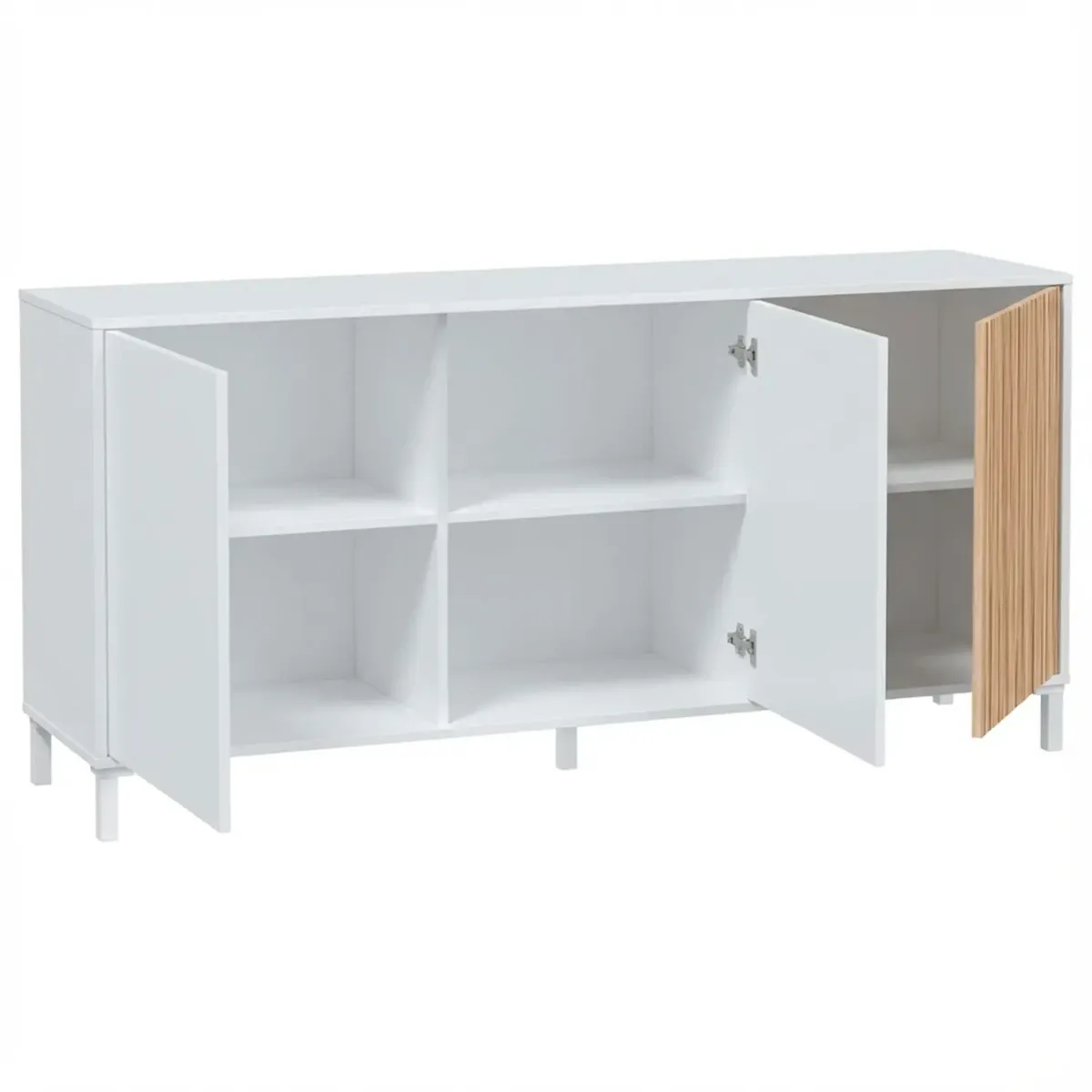 Credenza a 3 Ante con Push To Open Madia Moderna con Ripiani interni Mobile Contenitore per Soggiorno Salotto Ingresso Corridoio 74 x 154 x 40 Cm