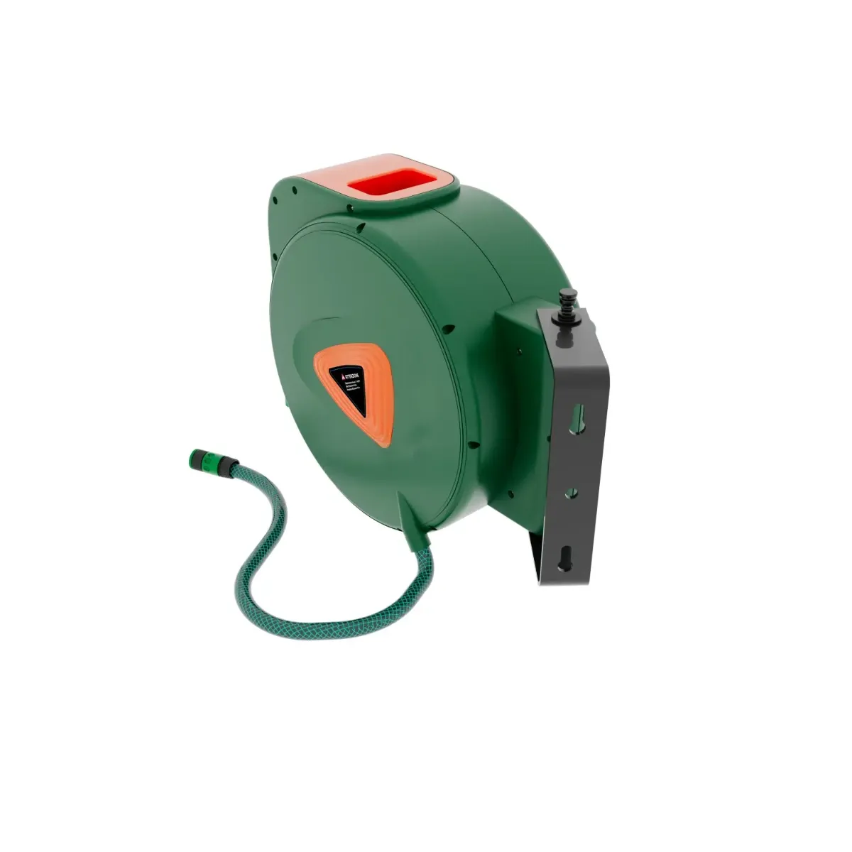 Avvolgitubo da Giardino per Acqua con Tubo in PVC Attacco 1/2" Fissaggio Parete Muro Sistema Blocco Automatico Riavvolgitore Auto Stop Accessorio Esterno Salvaspazio Pressione  24 Bar 