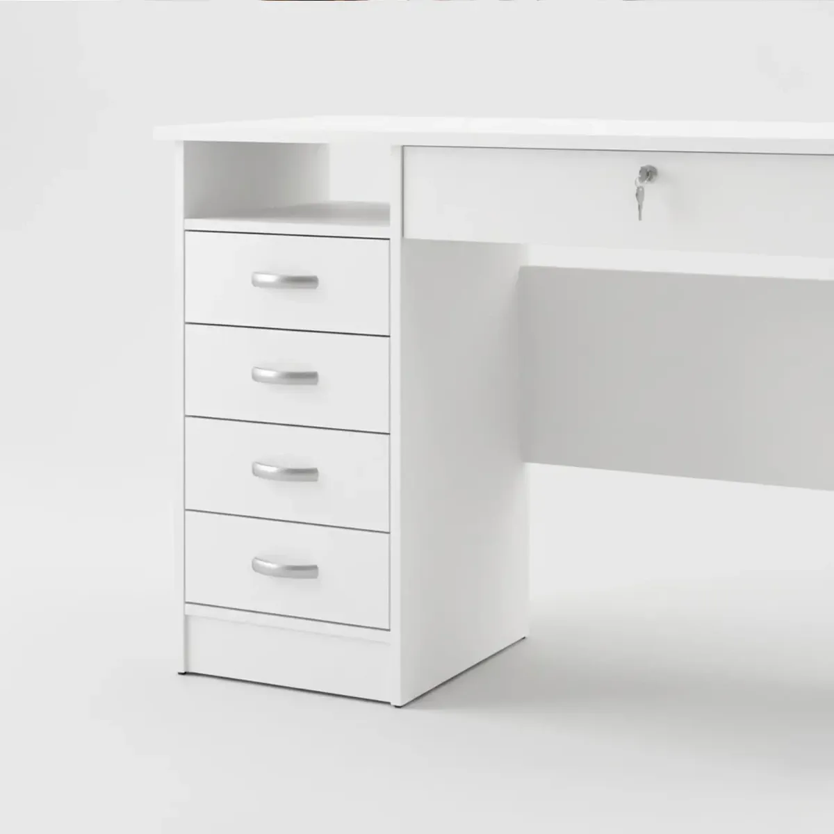 Scrivania da Ufficio con 5 Cassetti e Cassetto con Serratura Desk Moderno Salvaspazio per Studio Cameretta e Home Office 109.3 x 48.5 x 75.6 Cm
