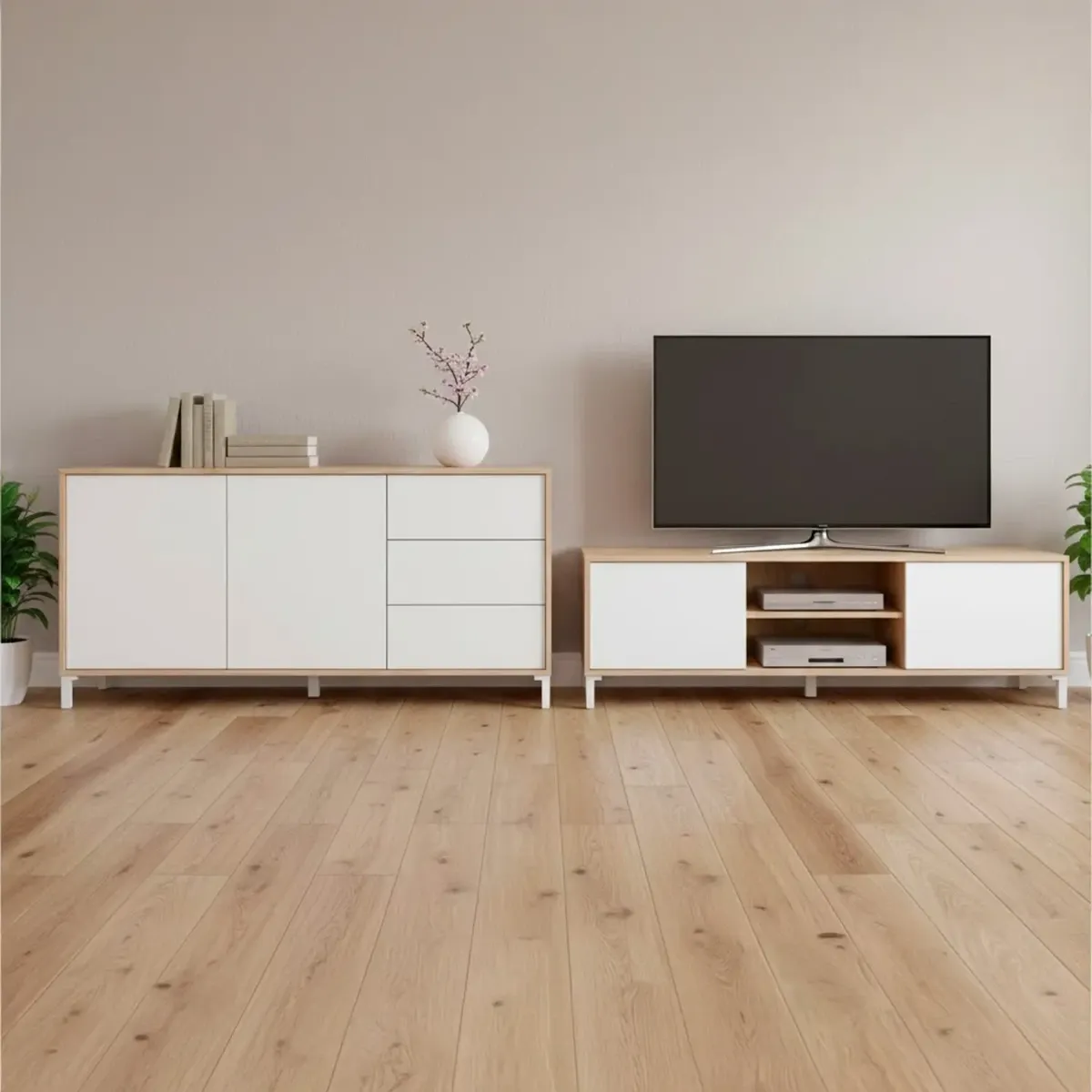 Mobile Tv Credenza Soggiorno Porta Televisione Madia Design Moderno Arredo Casa Mobile Basso Tv Melaminico Scandinavo Salotto Compatto Contenitore Multimediale 130 x 41 x 47 Cm