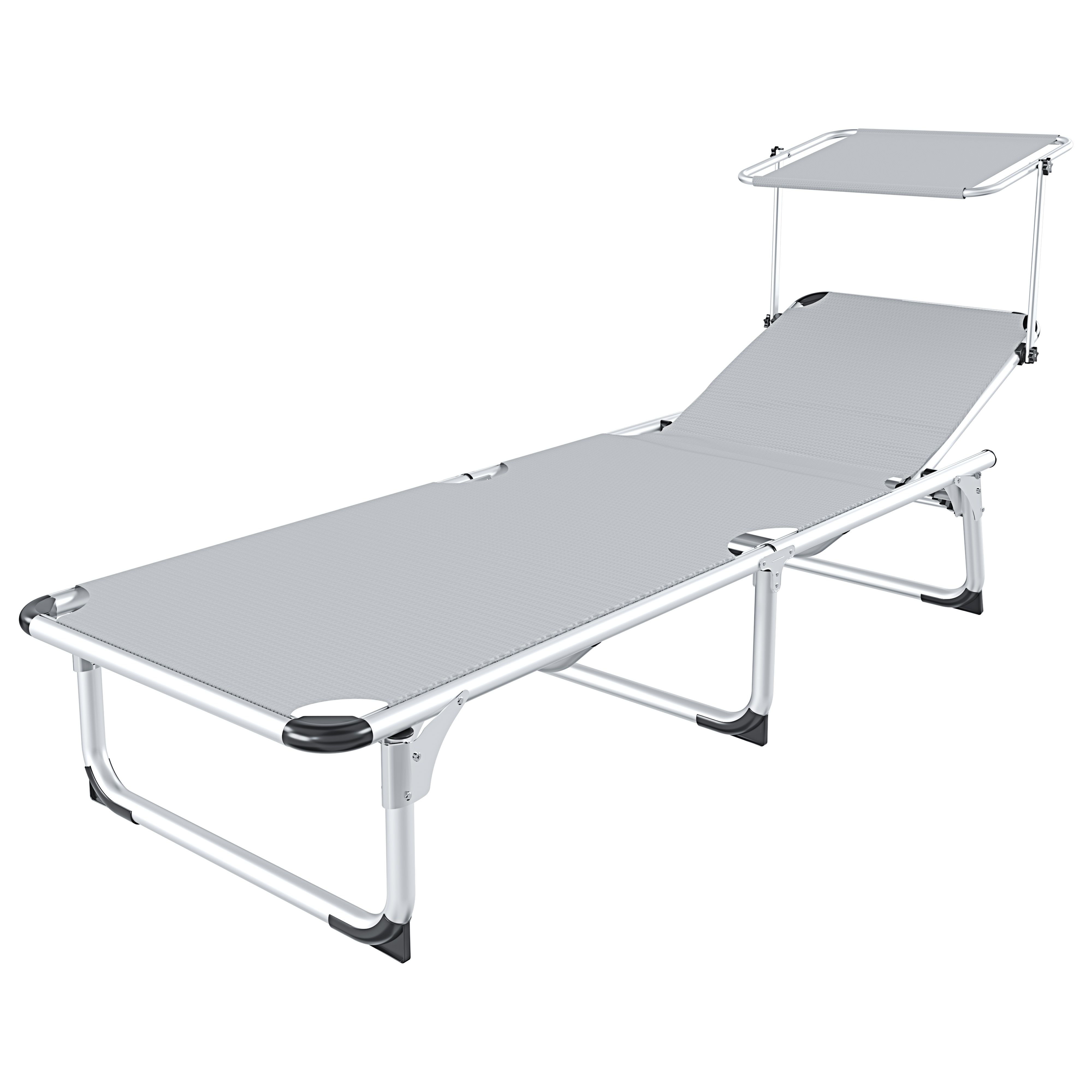 Lettino Pieghevole Prendisole Con Tettuccio Parasole Schienale Reclinabile Regolabile Struttura Metallo Sedia Sdraio Spiaggia Giardino Piscina