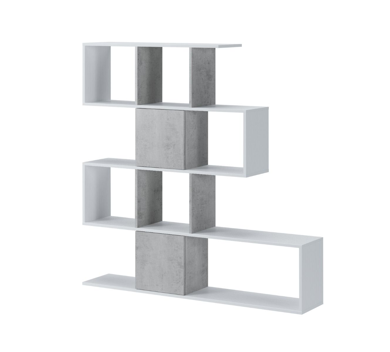 Libreria Moderna Asimmetrica Porta Libri Mensole Ripiani Design Bifacciale Con Vani Aperti e Chiusi Soggiorno Salotto