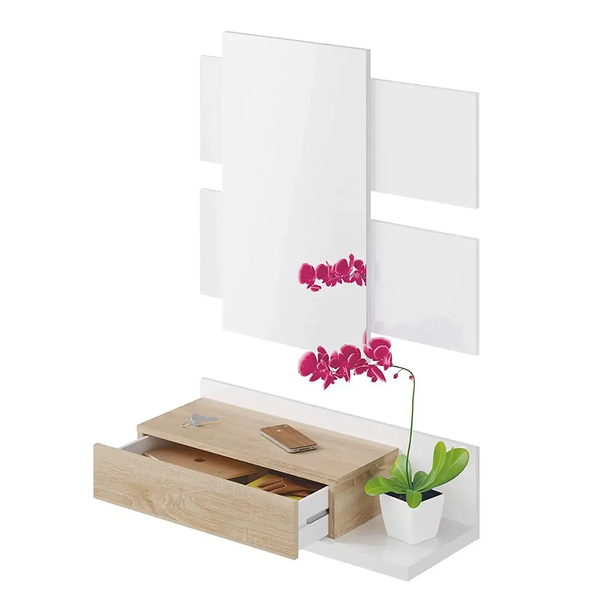 mobiletto-per-ingresso-con-cassetto-e-specchio-sospeso-valdemossa-mobile-di-design-moderno-parete-attrezzata-con-vano-porta-accessori-per-corridoio-soggiorno-75-x-116-x-29-cm-rovere-canadese-bianco-439242