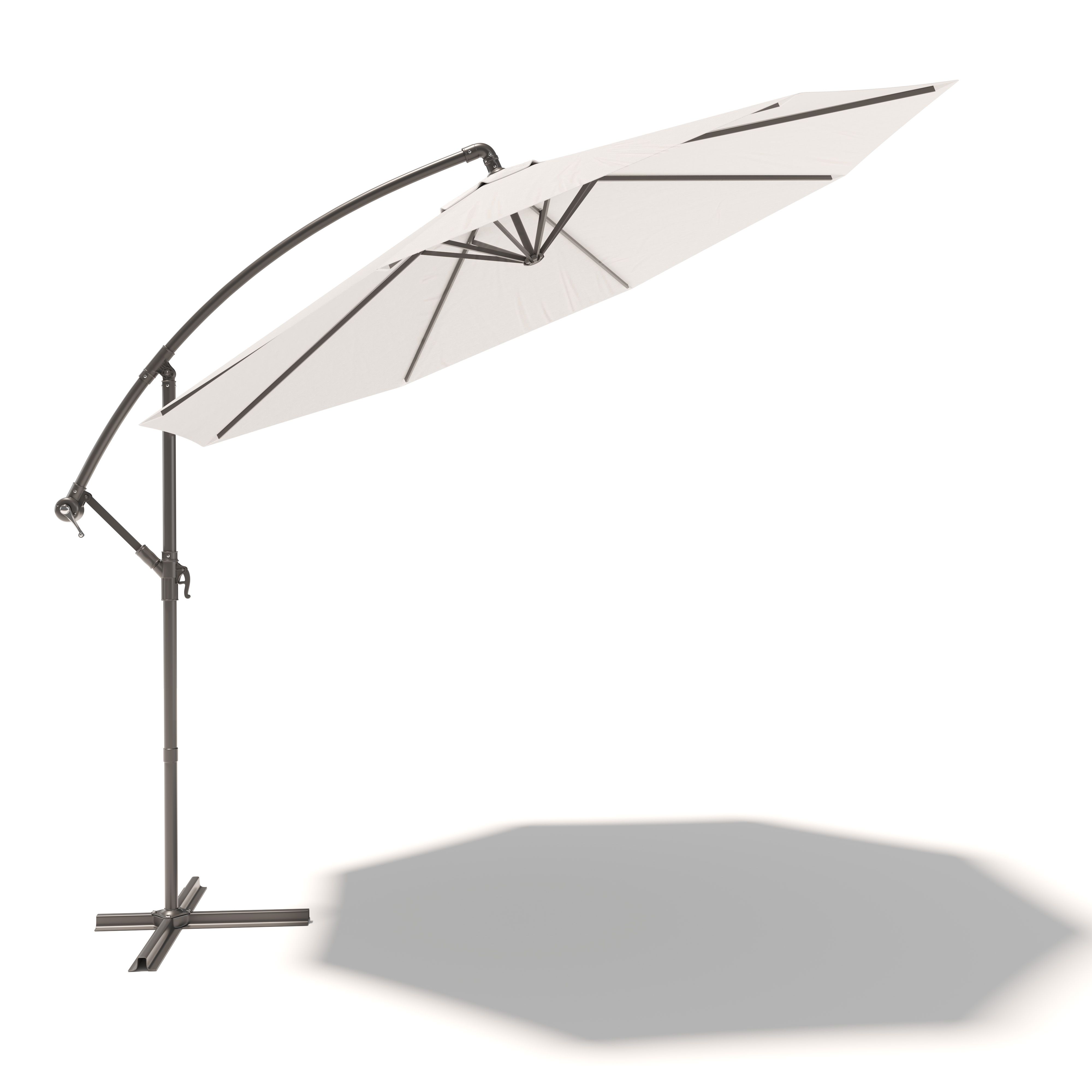 Ombrellone Giardino Retrattile Decentrato Esterni Piscina Gazebo Terrazze Hotel Acciaio Inossidabile Braccio Rotabile Telo Esagonale Impermeabile Resistente Raggi