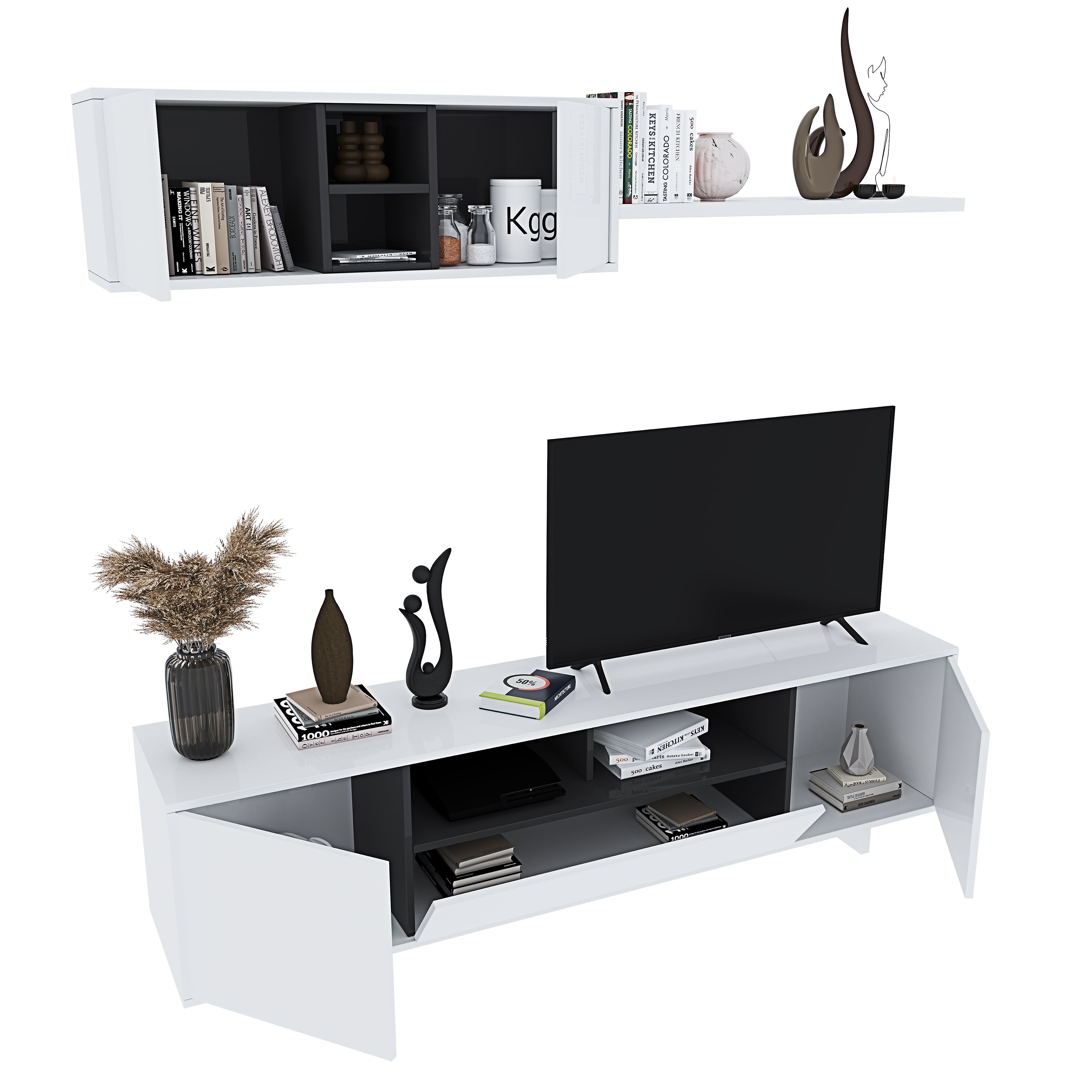 Parete Attrezzata Imperial Mobile Soggiorno TV con Mensola Salotto Base Televisione Sala da Pranzo Design Moderno