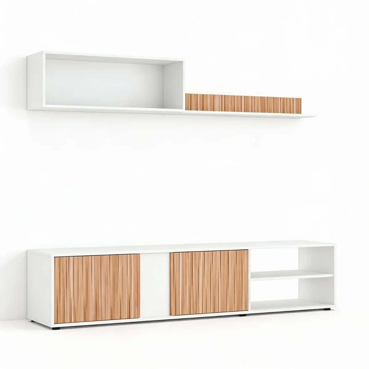 Parete Attrezzata Moderna con Ante Mensole Vani a Giorno Mobile TV Design Moderno Moduli Sospesi da Soggiorno Salotto Zona Living 40 x 180 x 33 Cm