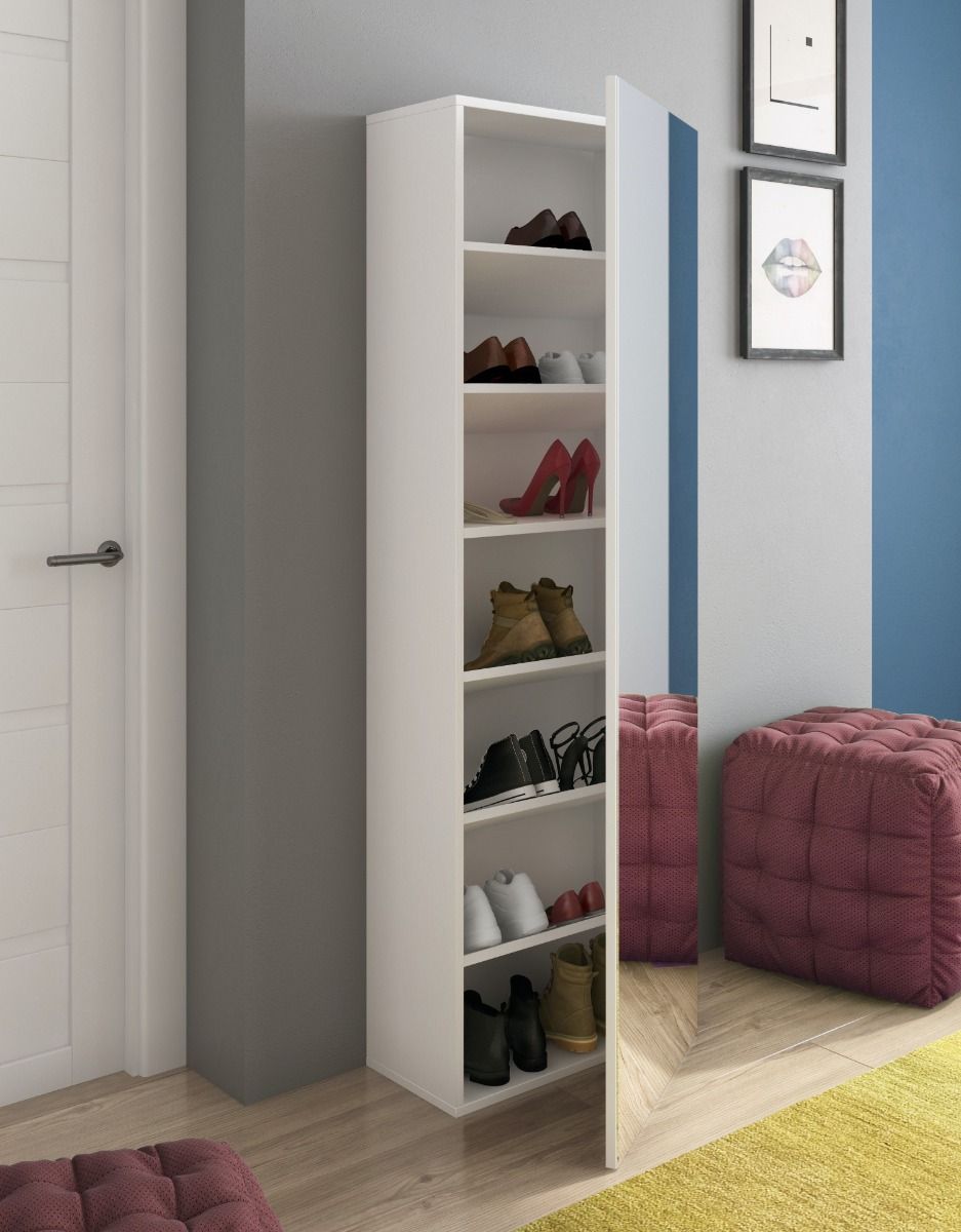 Scarpiera con Specchio Salvaspazio Anta Reversibile Design Moderno Ingresso Camera Cameretta Minimal