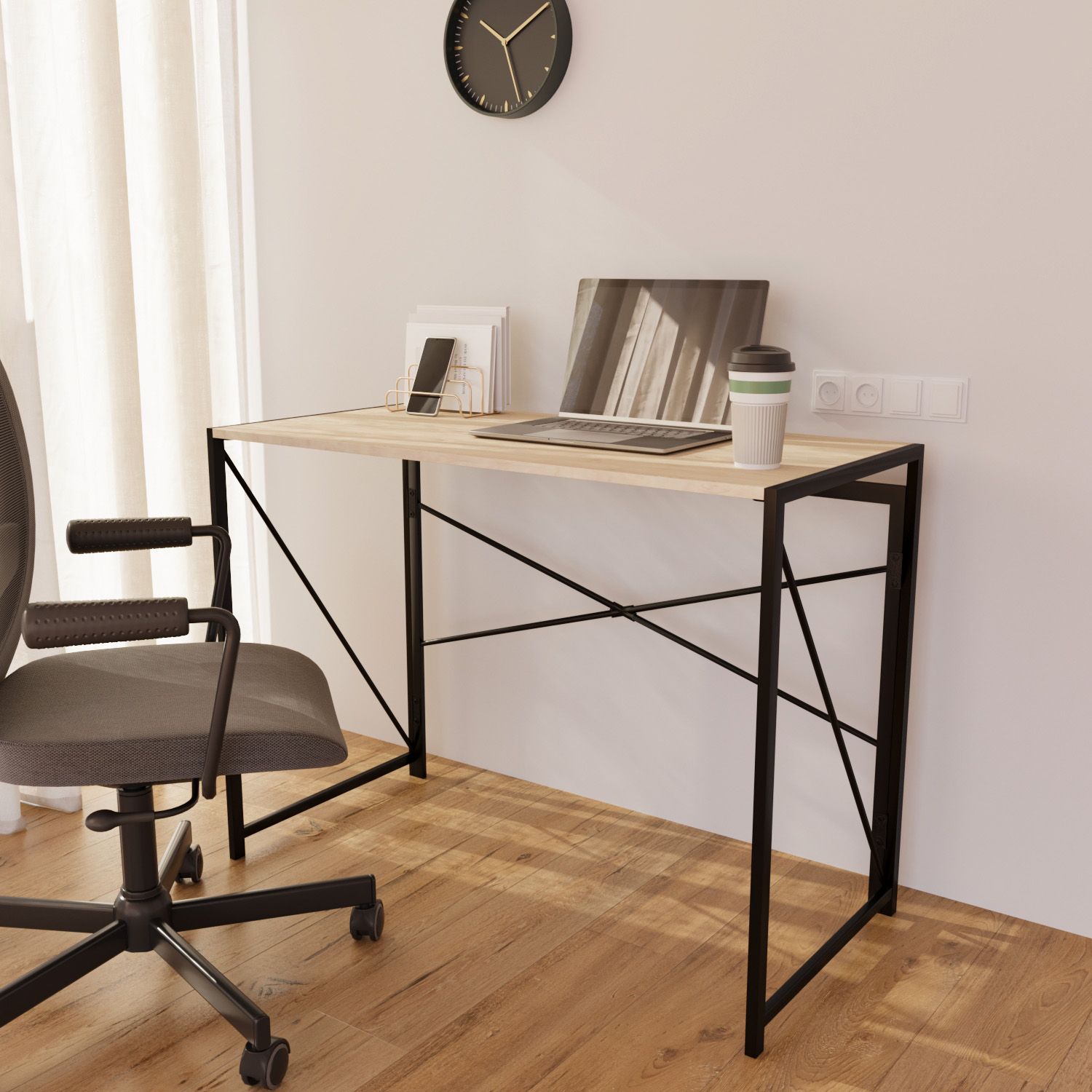 Scrivania Computer Pieghevole Senza Montaggio Con Gambe In Metallo Tavolo Studio Porta PC Scrittoio Mobile Per Desk Da Ufficio Soggiorno Camera Design Cape May