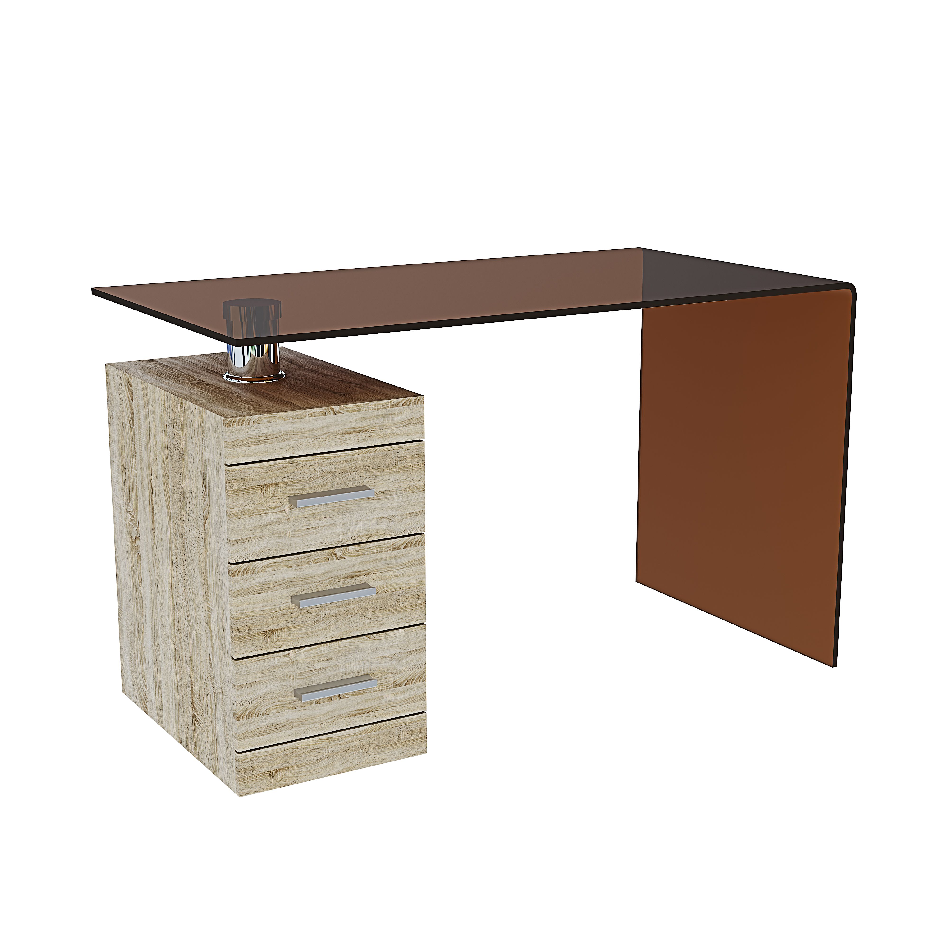 Scrivania Scrittoio da Ufficio Soggiorno in Vetro Curvato 3 Cassetti Cassettiera In Legno Studio Disegno Design Curvo Moderno Elegante Luxury