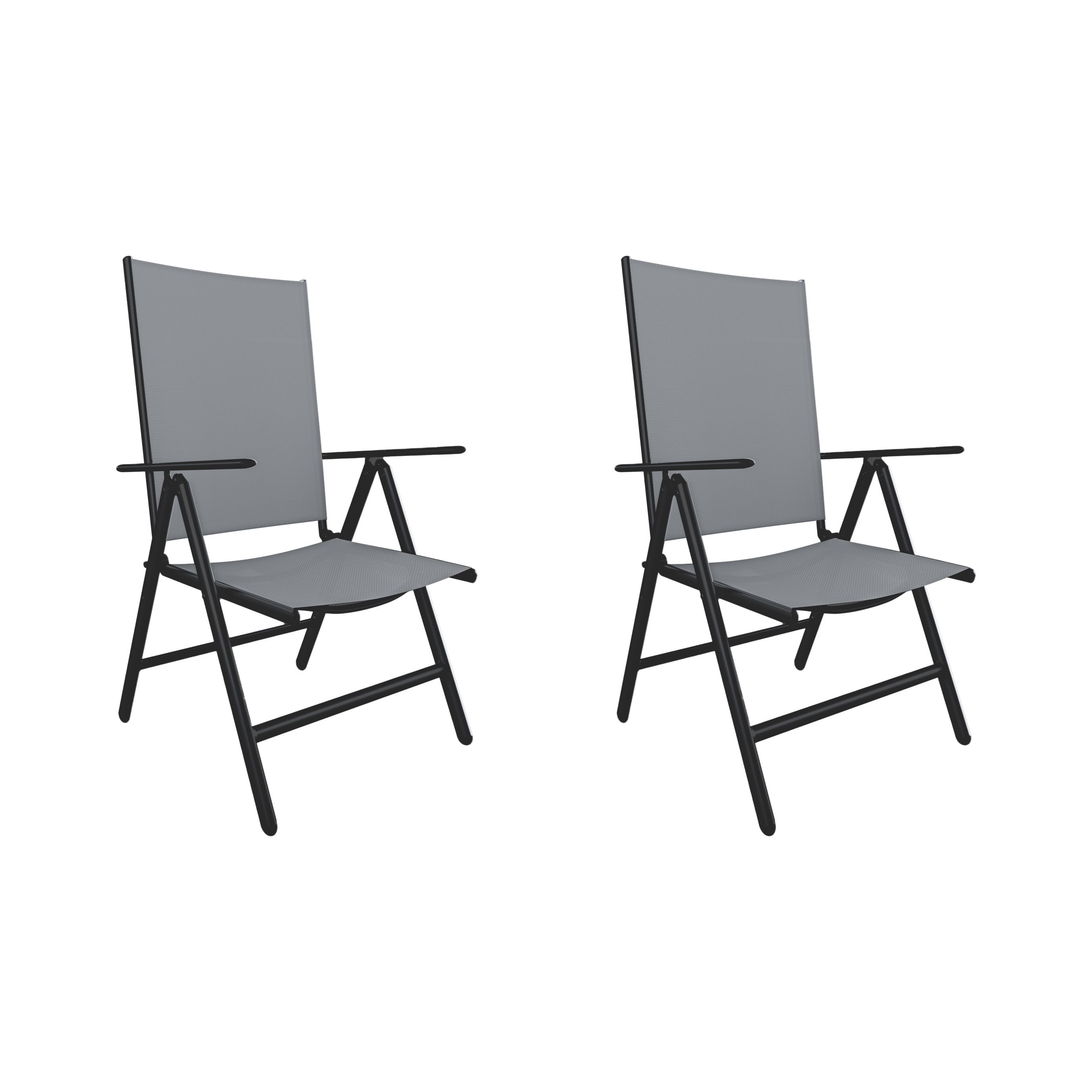 Sedia Giardino Pieghevole Multiposizione Regolabile Posizioni Struttura Telaio Alluminio Schienale Braccioli Esterno Terrazzo Balcone Resistente