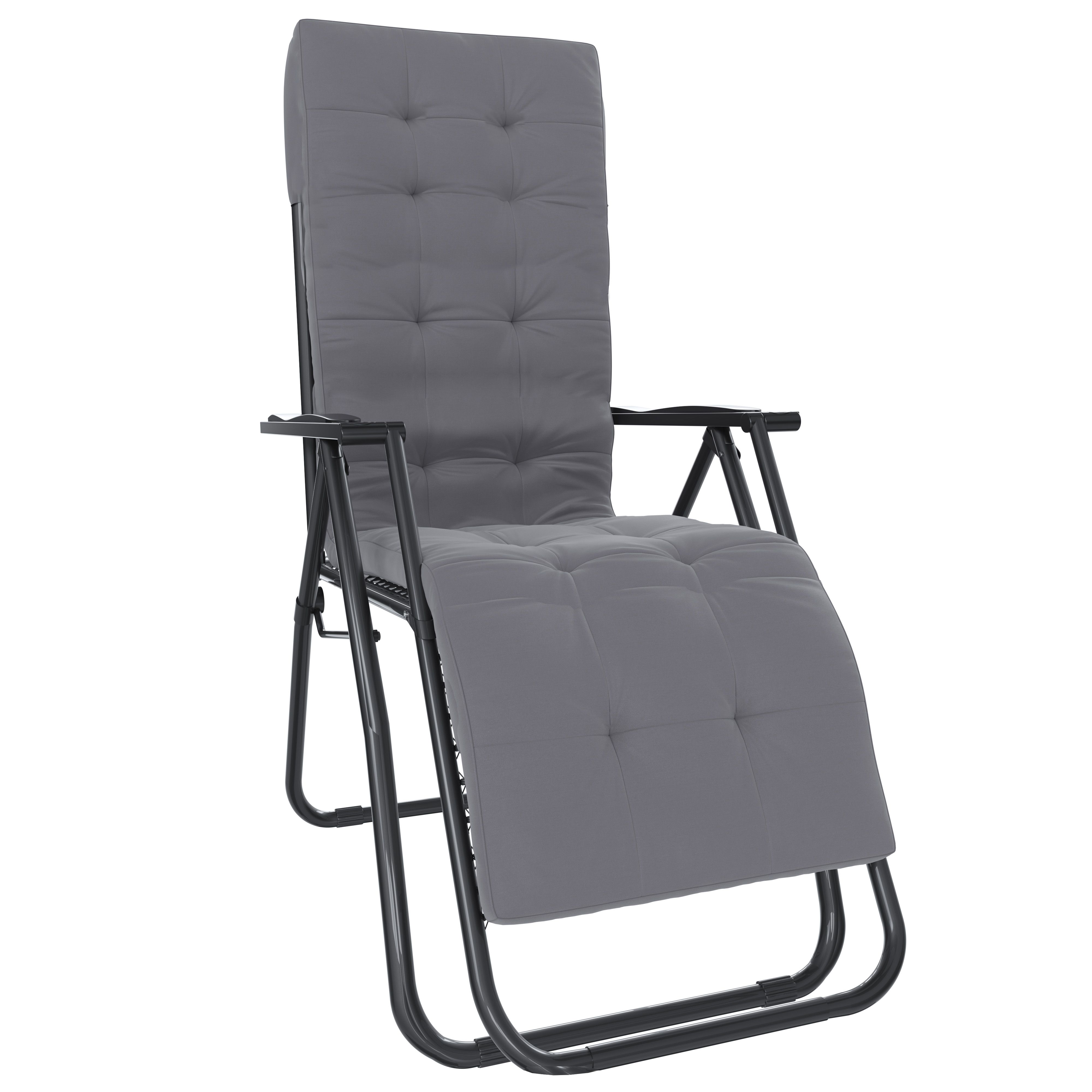 Poltrona Sedia Sdraio Reclinabile Gravità Zero Cuscino Trapuntato Imbottito Design Ergonomico Richiudibile Salvaspazio Acciaio Tubolare Doppio Spessore