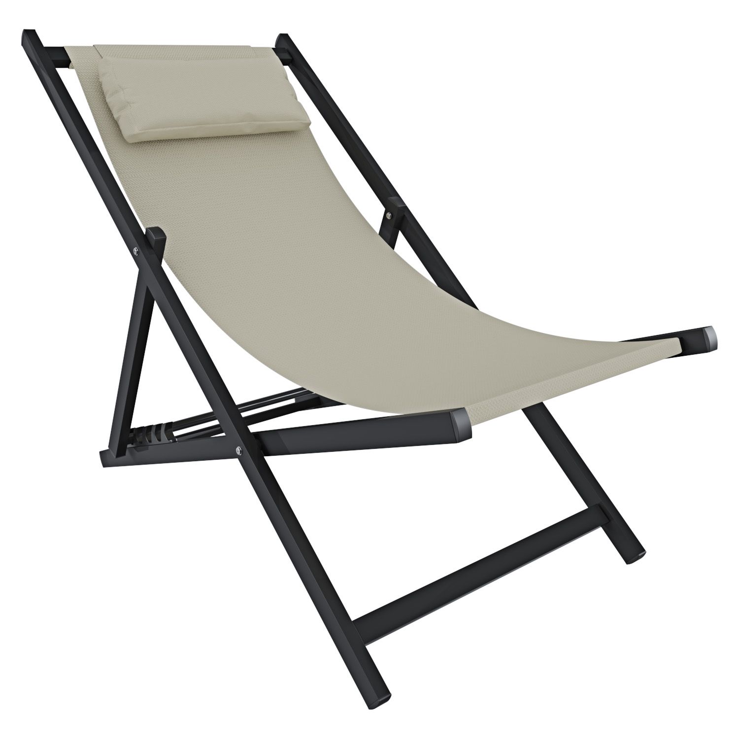 Sedia Sdraio Leggera Giardino Schienale Regolabile Posizioni Pieghevole Ergonomica Cuscino Traspirante Struttura Alluminio Esterno Piscina Mare