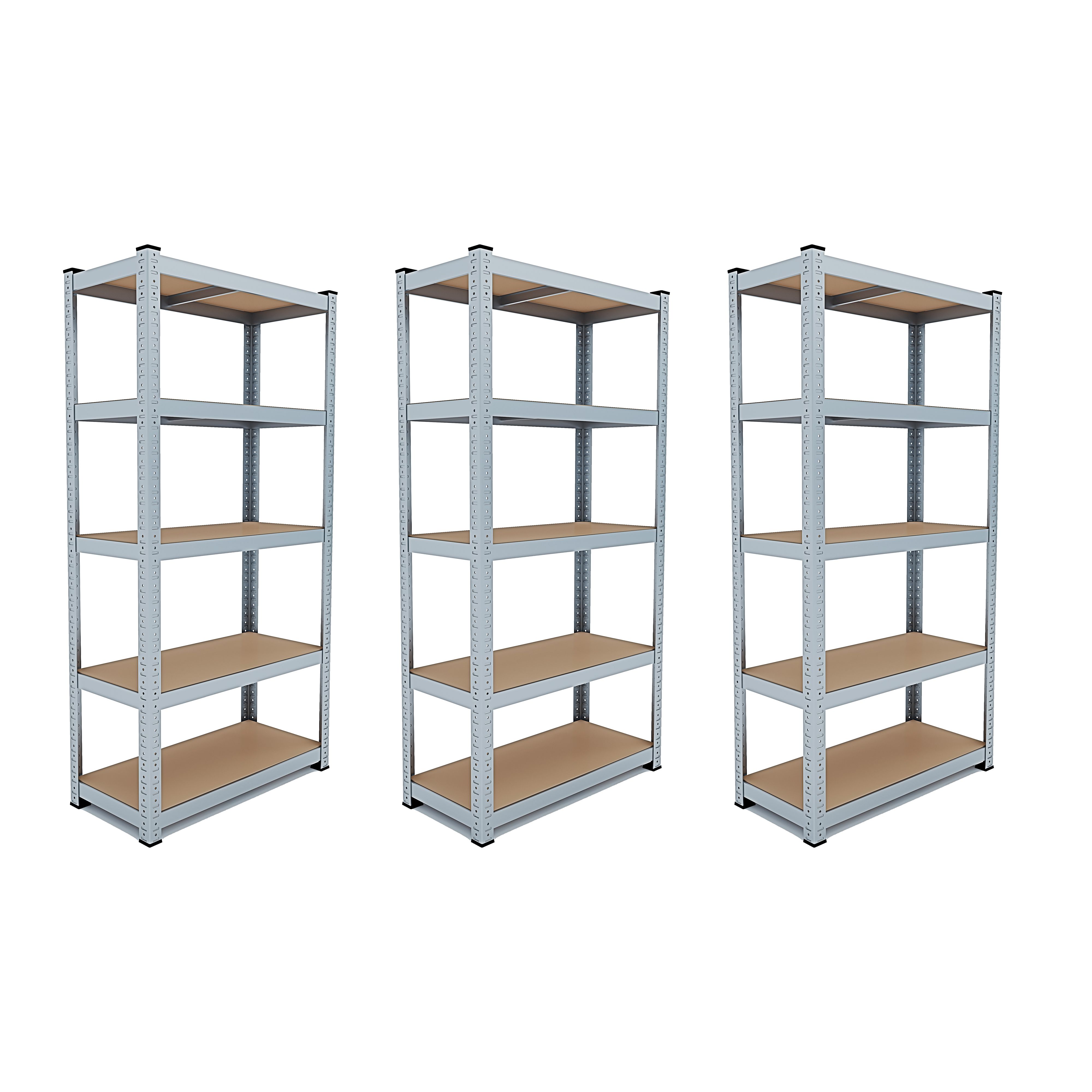 Set Di 3 Scaffale In Metallo E MDF Scaffale Ad Alta Portata Fino a 875 kg Con 5 Ripiani Regolabili Ideale Per Garage Officina Cantina Capannone Magazzino Design Modulare