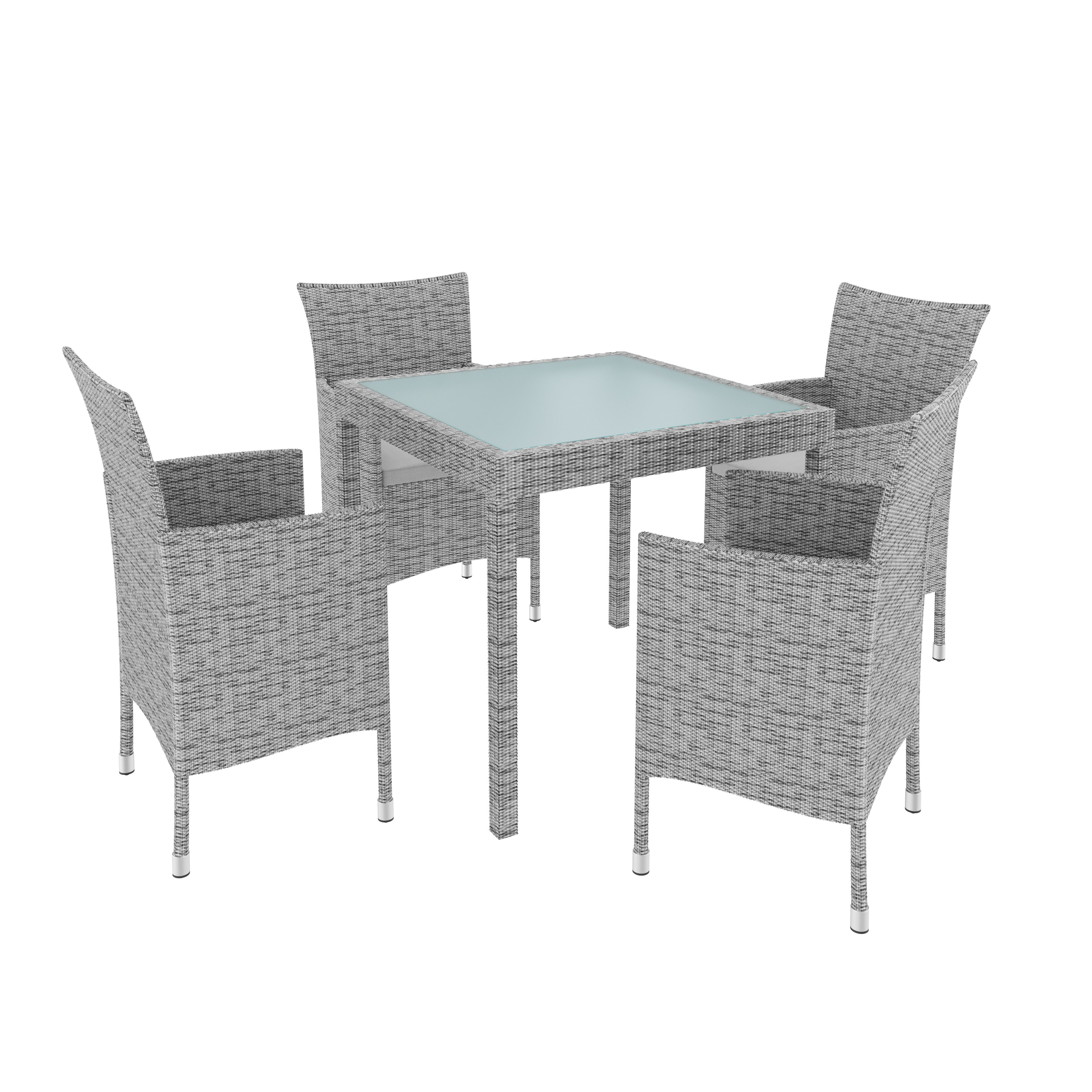 Set Sedie Impilabili E 1 Tavolo Quadrato Con Ripiano In Vetro Mobili da Giardino Salotto Salottino Rattan 4 Posti Per Terrazzo Balcone Esterno Piscina Cuscini Sfoderabili