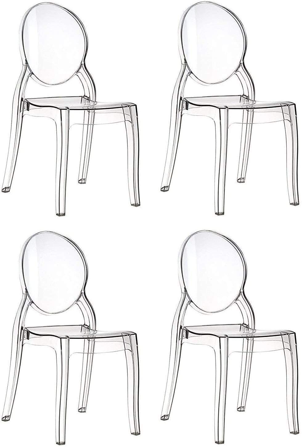 Set di 4 Sedie in Policarbonato Cristal Light