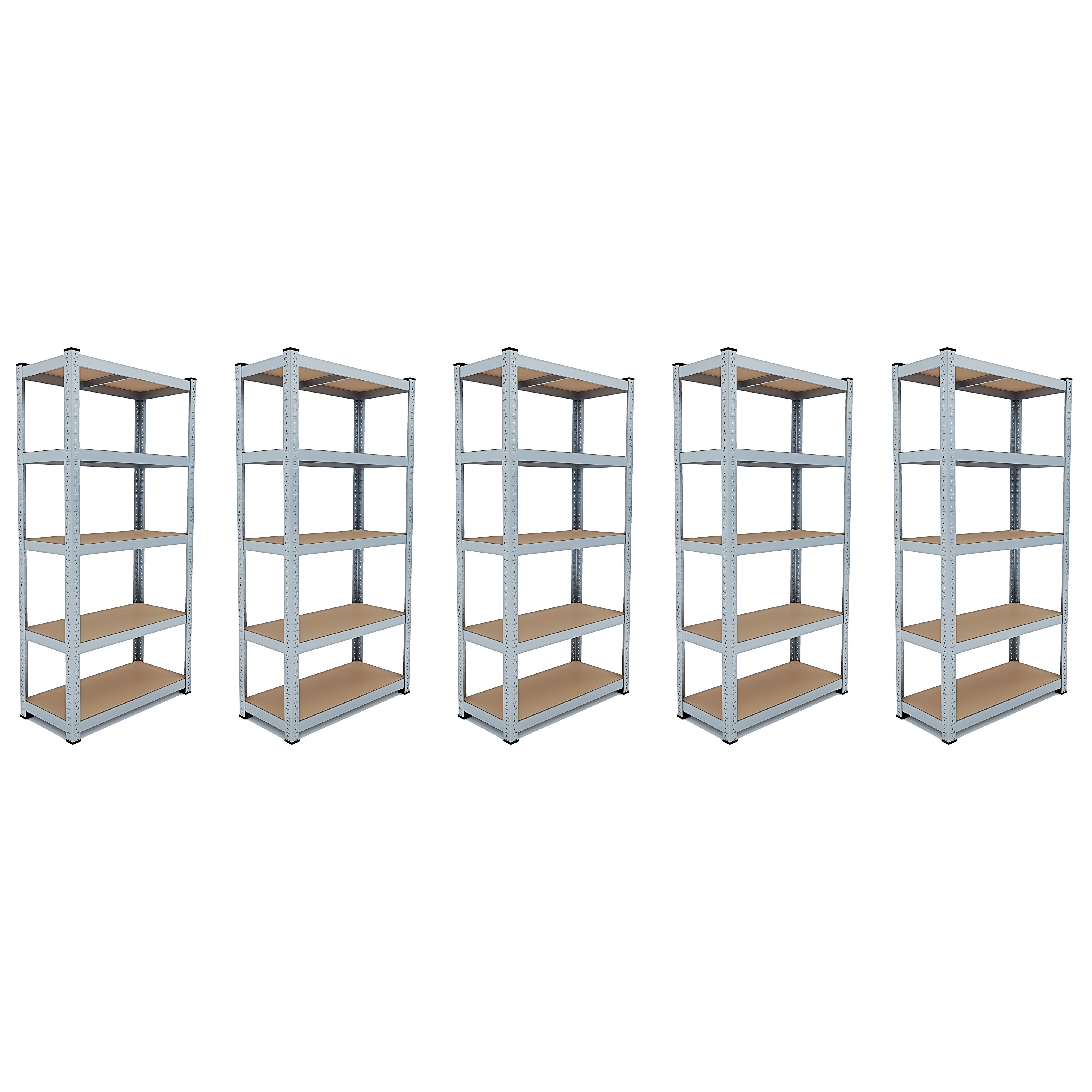 Set Di 5 Scaffale In Metallo E MDF Scaffale Ad Alta Portata Fino a 875 kg Con 5 Ripiani Regolabili Ideale Per Garage Officina Cantina Capannone Magazzino Design Modulare