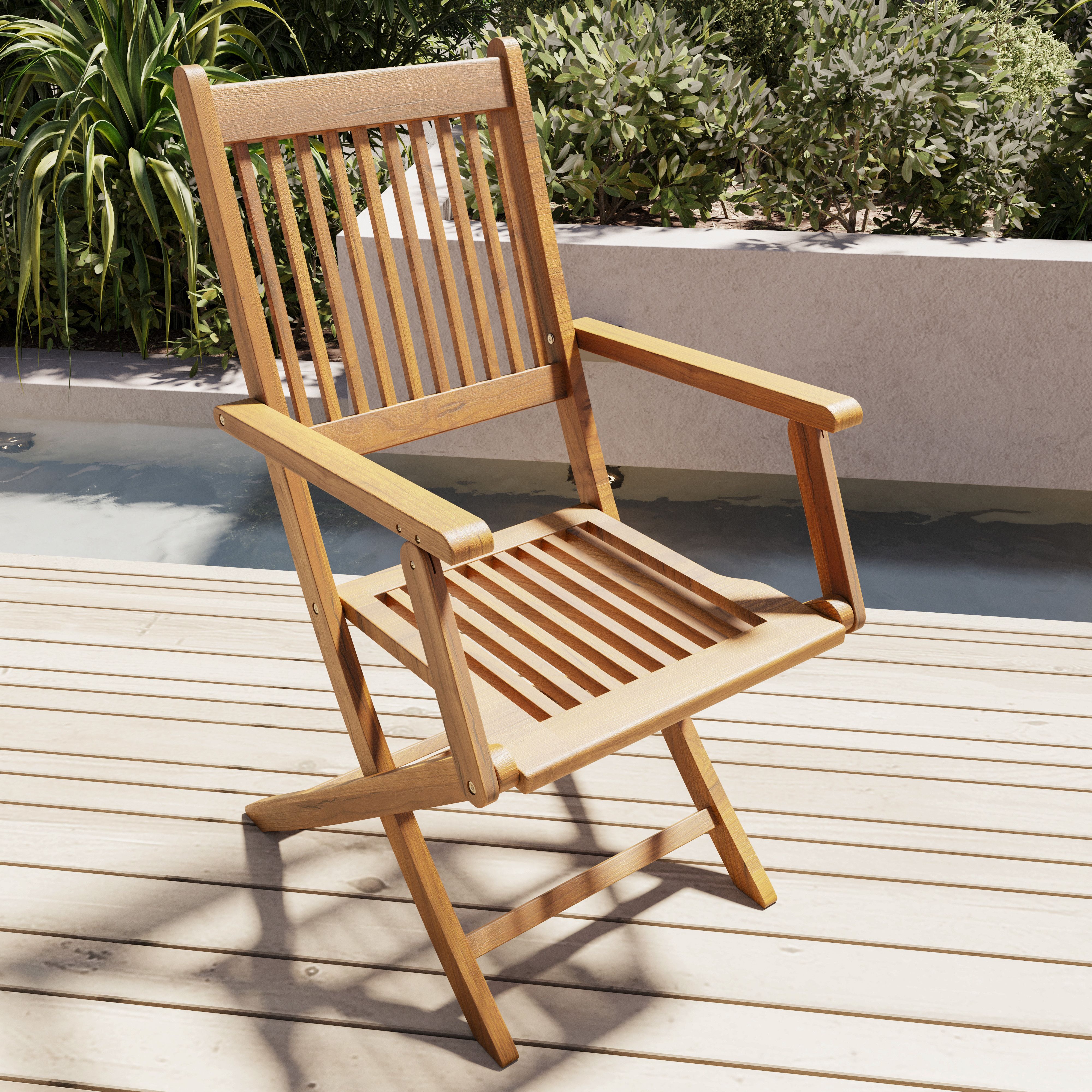 Sedie Giardino Pieghevoli Massiccio Acacia Braccioli Seduta Schienale Con Doghe Giardino Esterno Piscina Patio Terrazzo Balcone