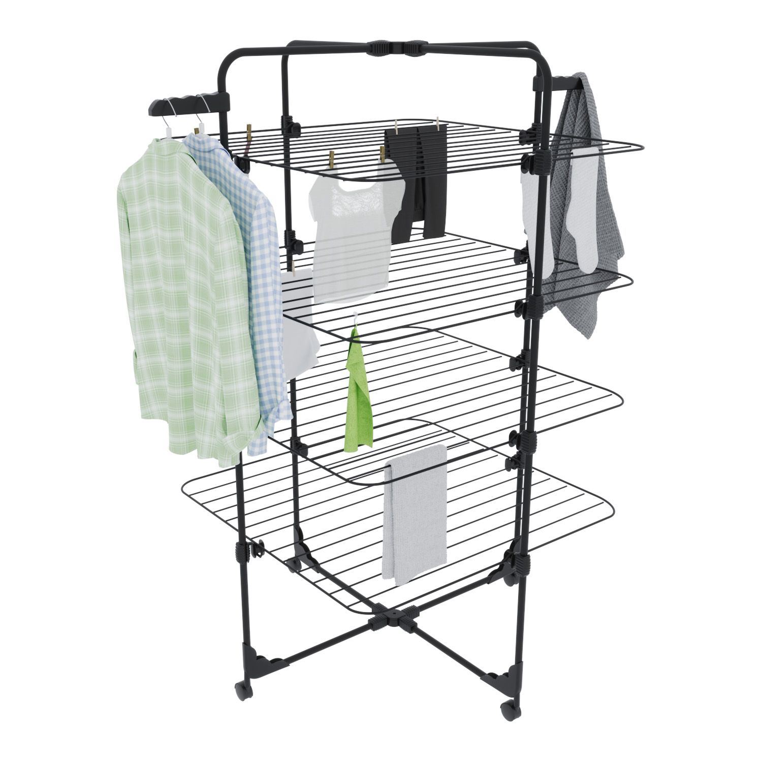 Stendibiancheria Pavimento Rotelle Stendino Torre Verticale Acciaio Appendi Grucce Pieghevole Salvaspazio Biancheria Lenzuola Panni