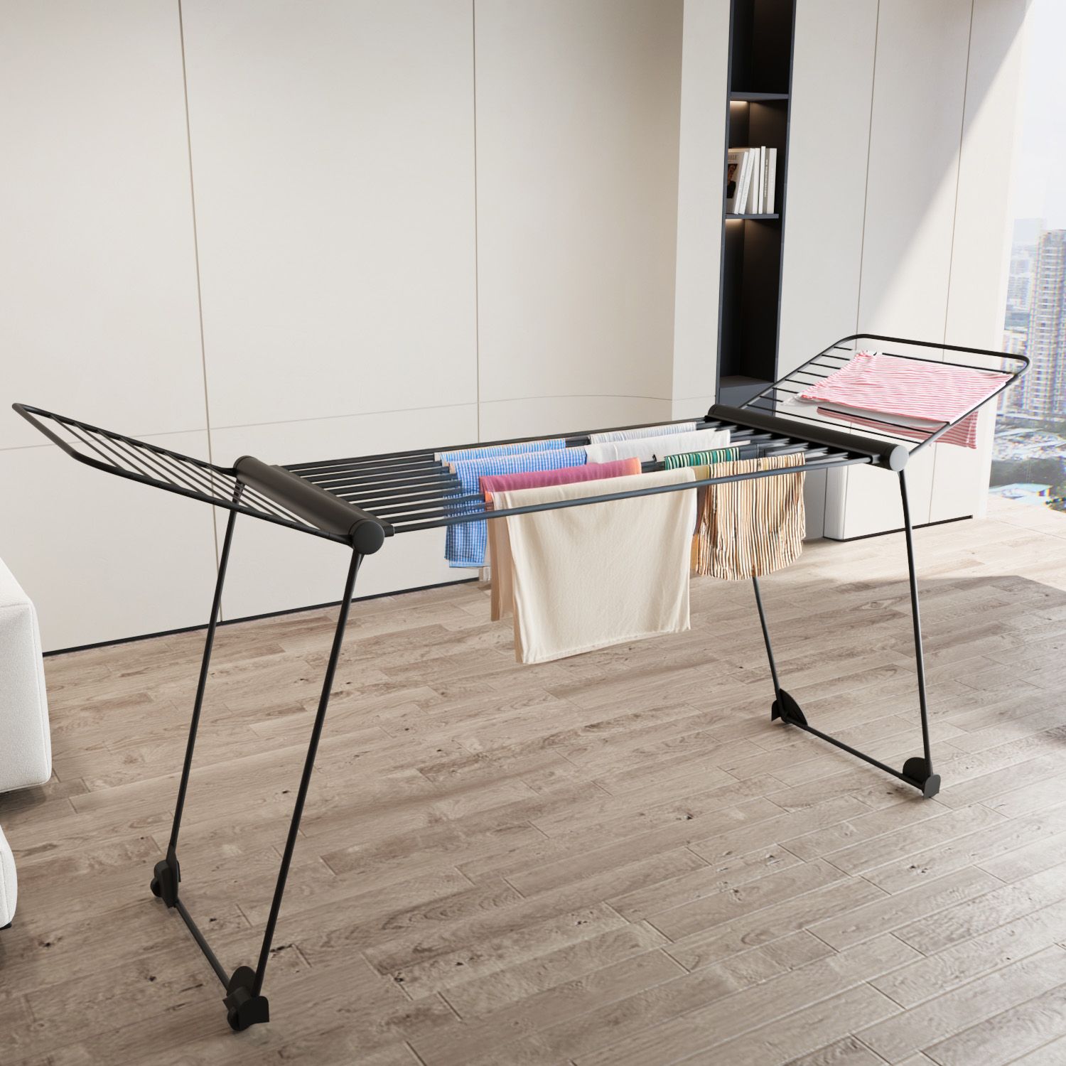 Stendibiancheria Estensibile Griglia Telescopica Stenditura Stendino Grandi Dimensioni Ali Alte Interno Esterno Richiudibile