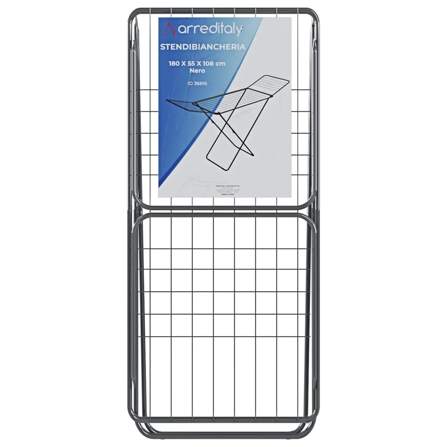 Stendibiancheria Stendino Pieghevole Da Pavimento Con Ali E Piedi Piedini Antiscivolo Spazio Stenditura 18 M In Acciaio Per Interno Casa Esterno Balcone Terrazzo 180 x 55 x 108 Cm (Grigio)