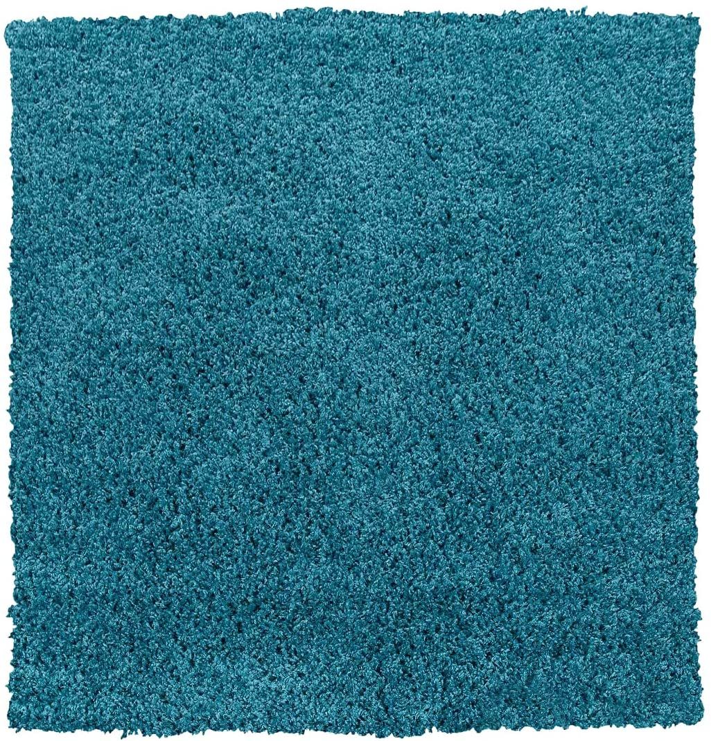 Tappeto Shaggy A Pelo Lungo Antiscivolo Moderno Per Salotto Camera Soggiorno In Diversi Colori E Misure, Colore Intenso e Brillante, quadrato 200 x 200 cm, Turchese