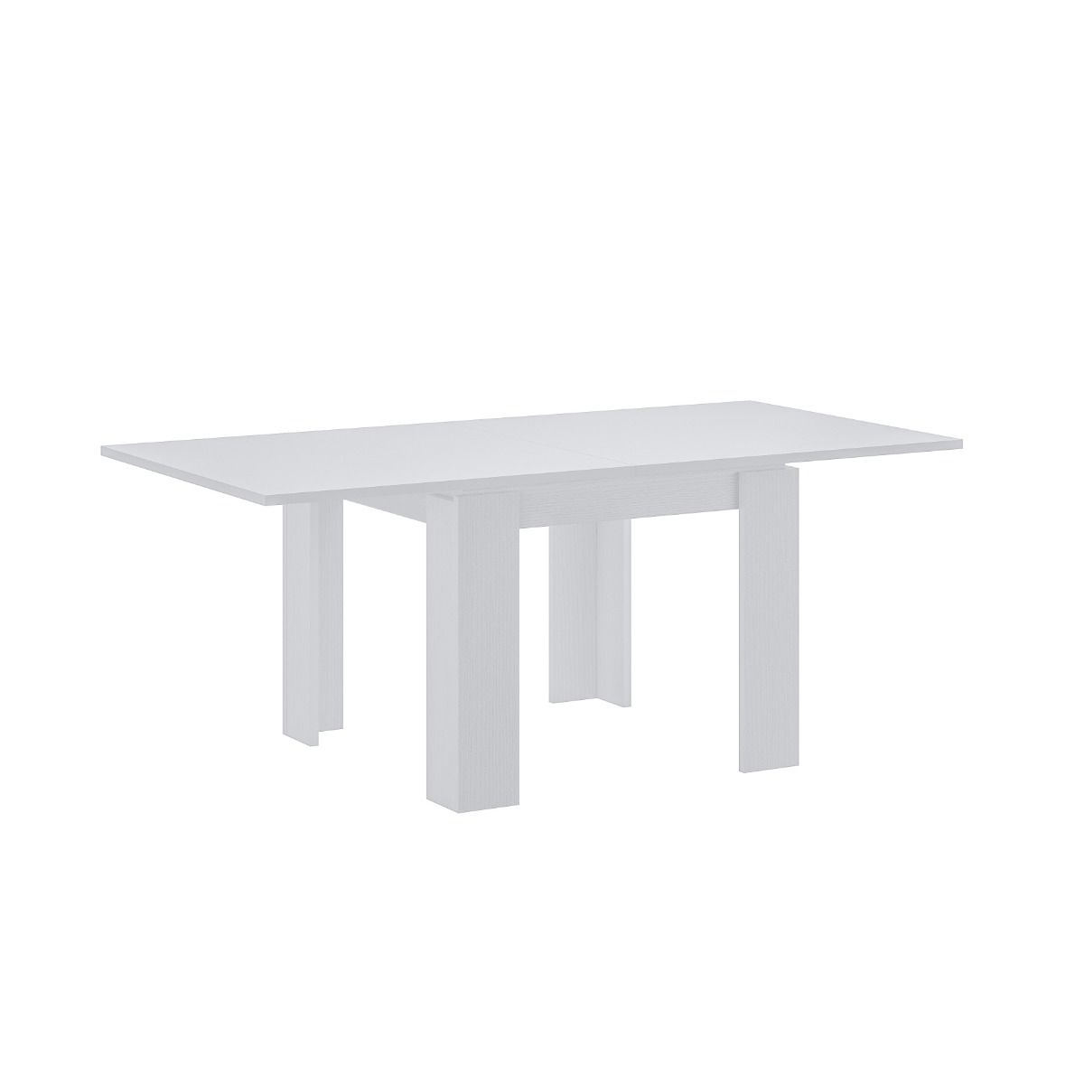 Tavolo Allungabile Moderno Da 4 A 8 Persone Gambe Spesse Design Minimal Meccanismo Centrale Estensibile Ideale Per Cucina o Sala da Pranzo - Bianco