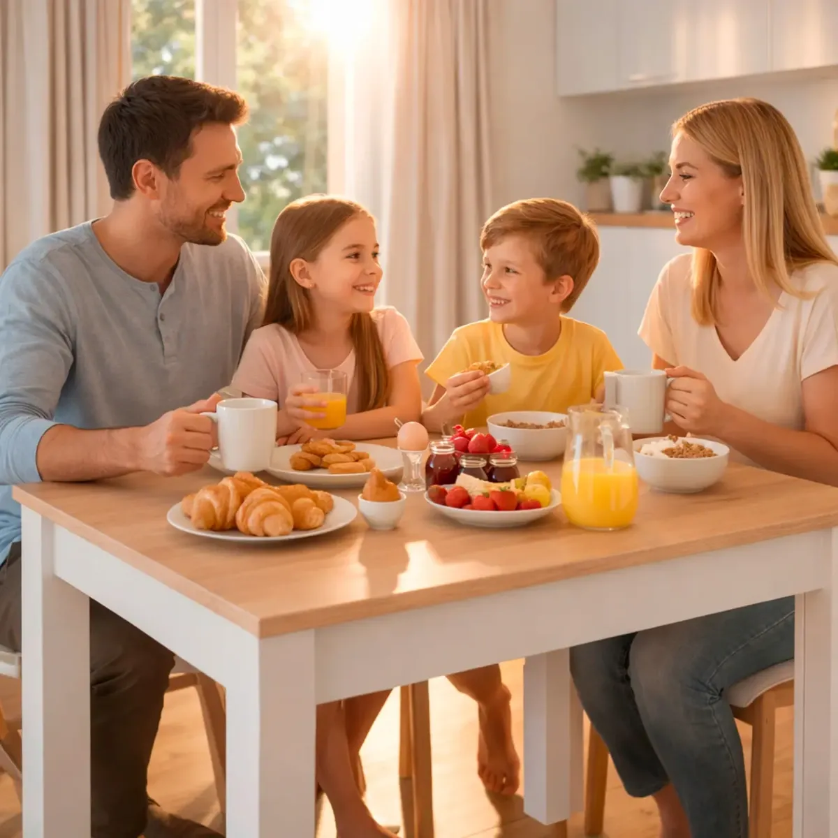 Tavolo da Pranzo 4 Posti Fisso Stile Nordico Moderno Minimal Tavolino per Cucina Sala da Pranzo Soggiorno Zona Living 108.5 x 67 x 78 Cm