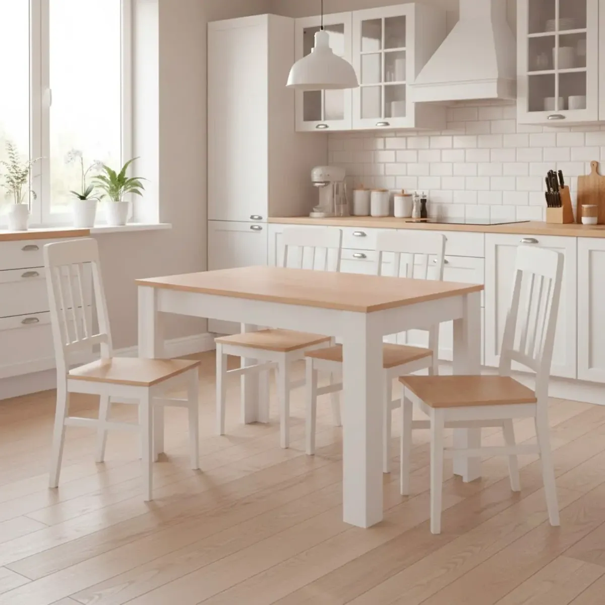 Tavolo da Pranzo 4 Posti Fisso Stile Nordico Moderno Minimal Tavolino per Cucina Sala da Pranzo Soggiorno Zona Living 108.5 x 67 x 78 Cm