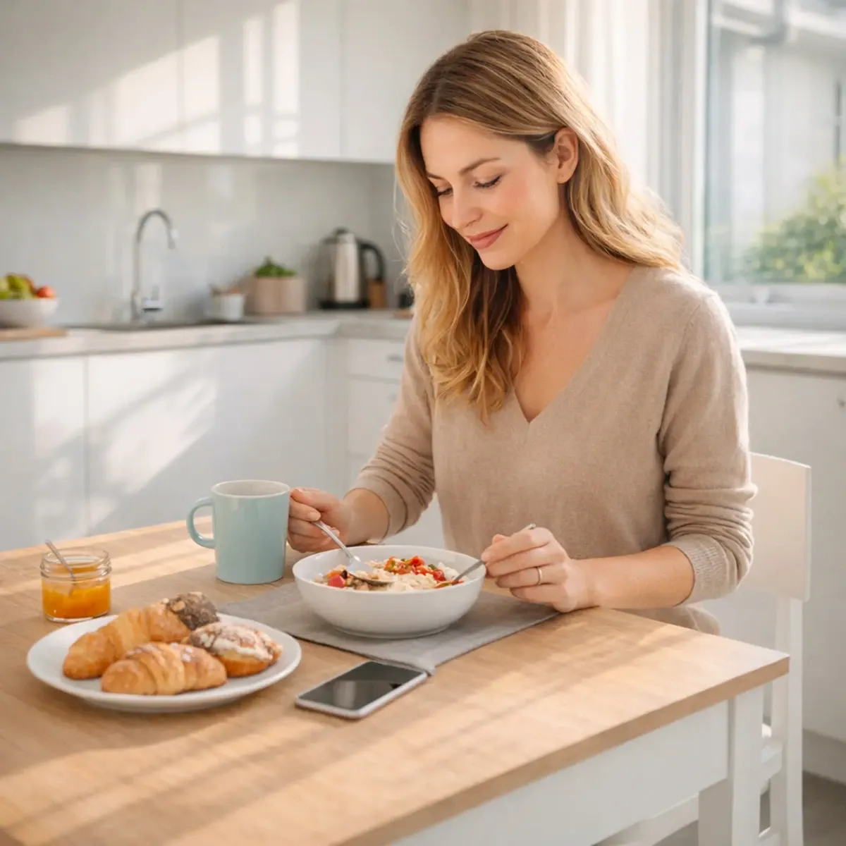 Tavolo da Pranzo 4 Posti Fisso Stile Nordico Moderno Minimal Tavolino per Cucina Sala da Pranzo Soggiorno Zona Living 108.5 x 67 x 78 Cm
