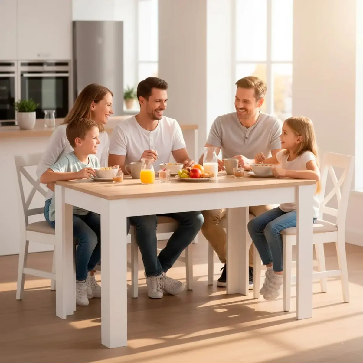 Tavolo da Pranzo 4 Posti Fisso Stile Nordico Moderno Minimal Tavolino per Cucina Sala da Pranzo Soggiorno Zona Living 108.5 x 67 x 78 Cm