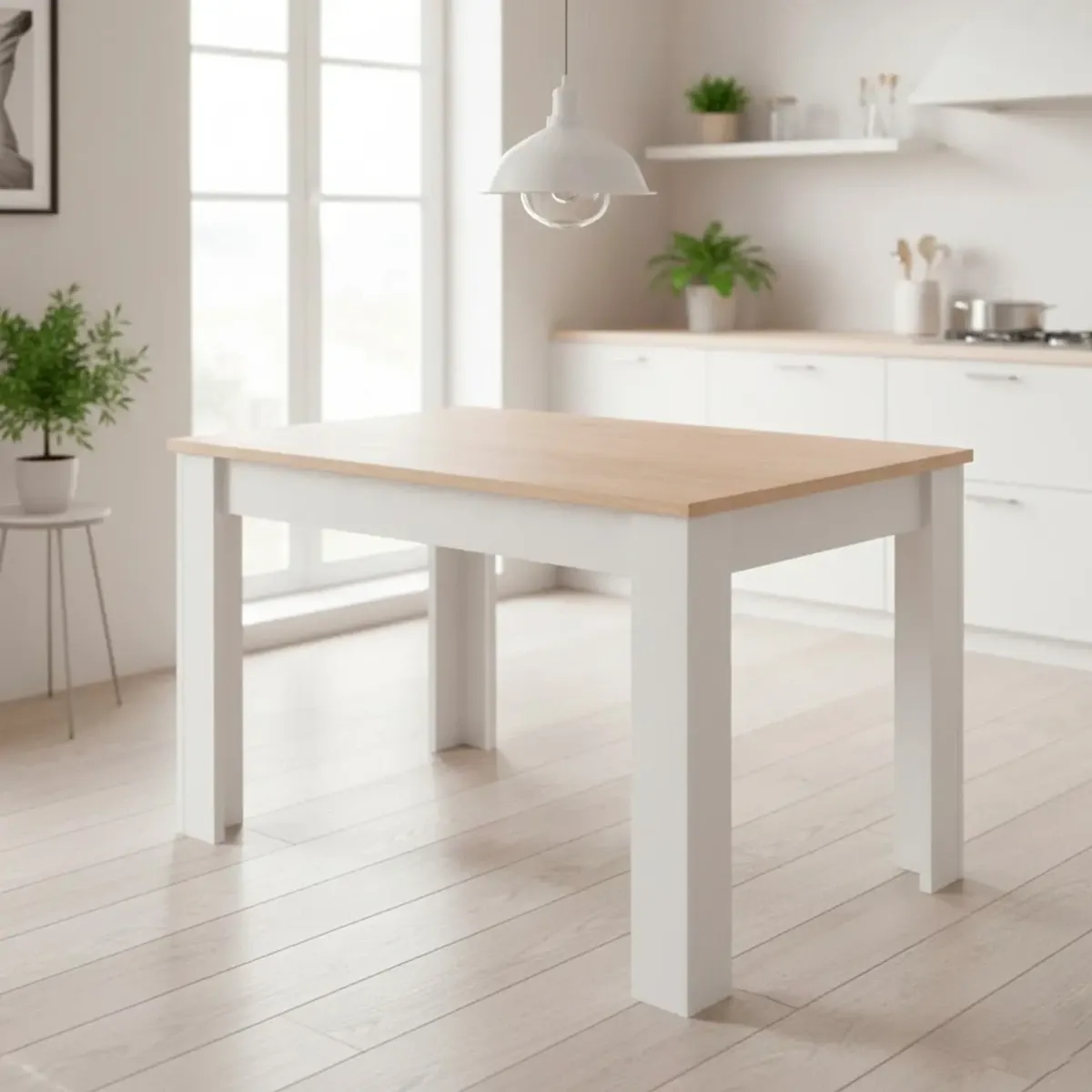 Tavolo da Pranzo 4 Posti Fisso Stile Nordico Moderno Minimal Tavolino per Cucina Sala da Pranzo Soggiorno Zona Living 108.5 x 67 x 78 Cm